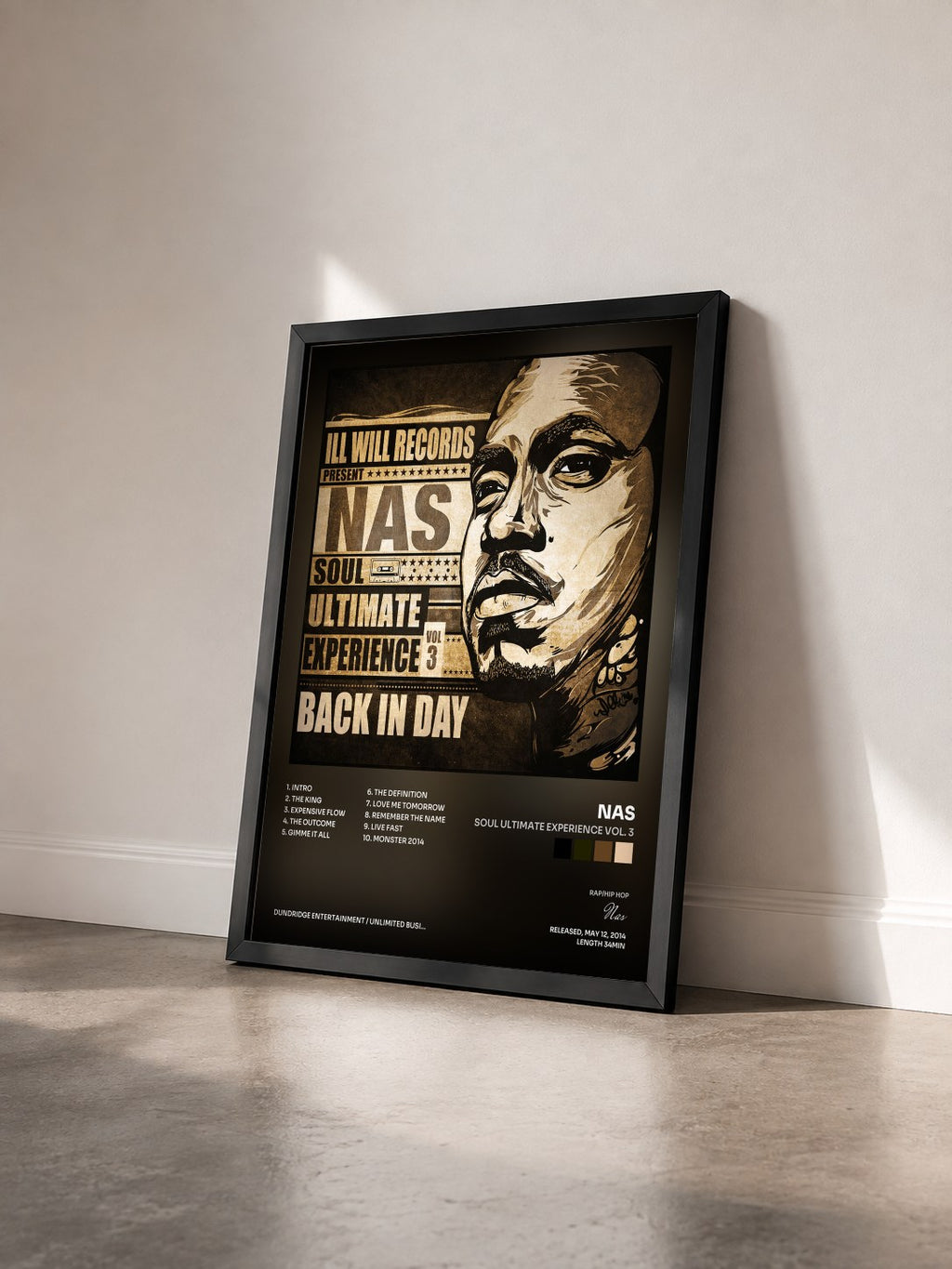 #noir Tableau de l'album Soul Ultimate Experience Vol. 3 de Nas vu de trois quarts, cadre noir