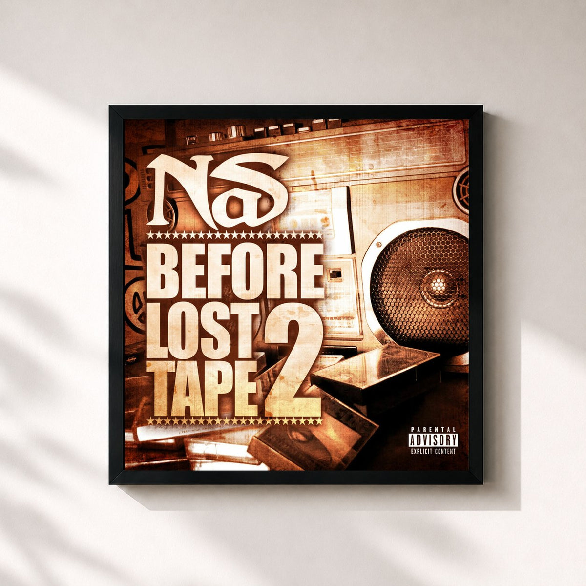 #noir Tableau carré de l'album Before Lost Tape 2 de Nas, cadre noir 32x32 cm