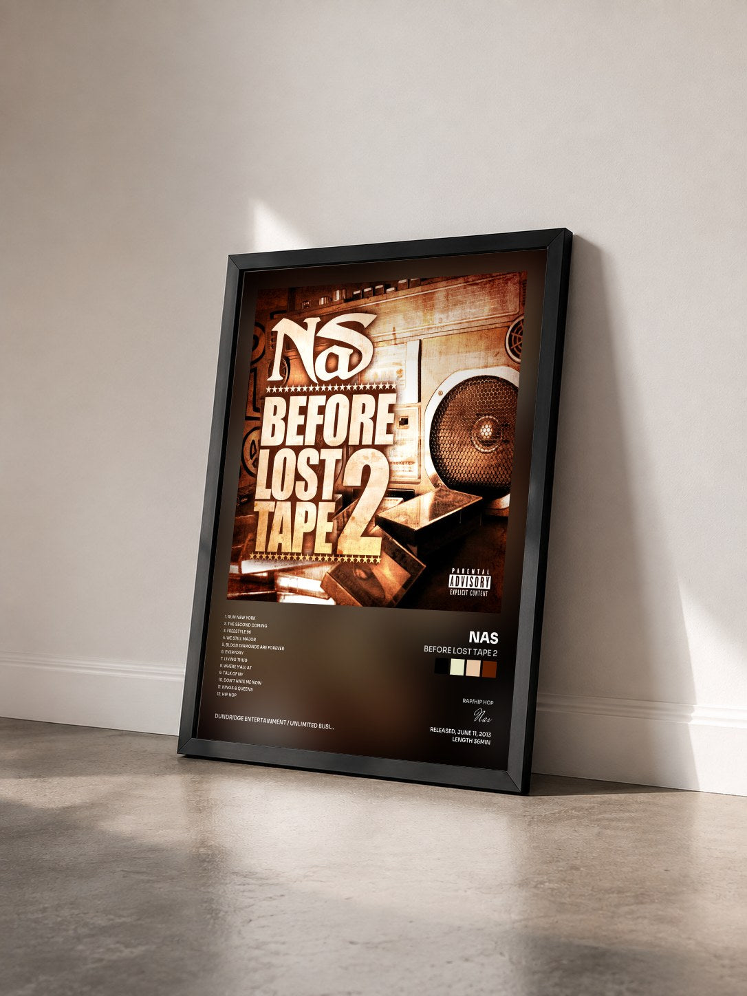#noir Tableau de l'album Before Lost Tape 2 de Nas vu de trois quarts, cadre noir