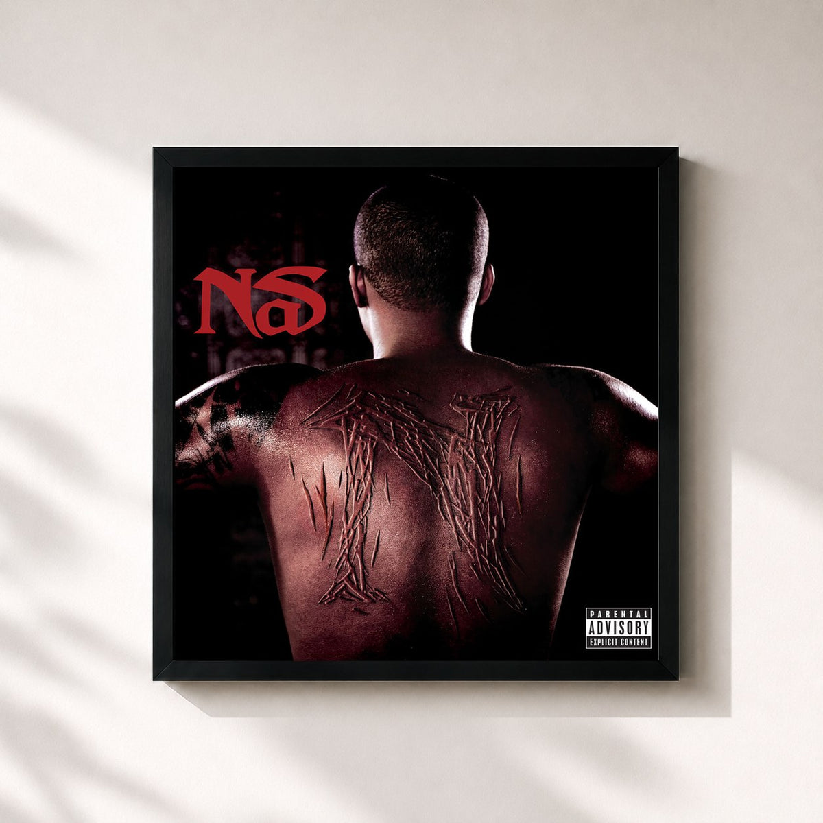 #noir Tableau carré de l'album Nas de Nas, cadre noir 32x32 cm