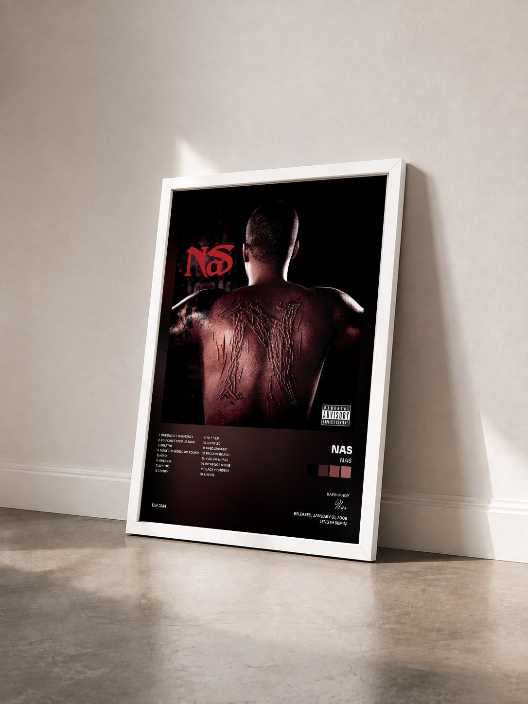 #blanc Tableau de l'album Nas de Nas vu de trois quarts, cadre blanc