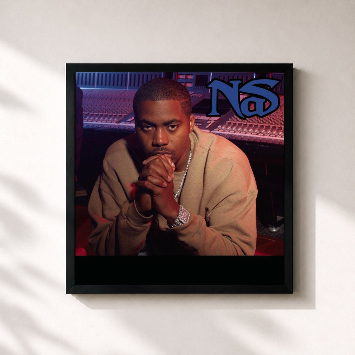 #noir Tableau carré de l'album iTunes Originals: Nas de Nas, cadre noir 32x32 cm