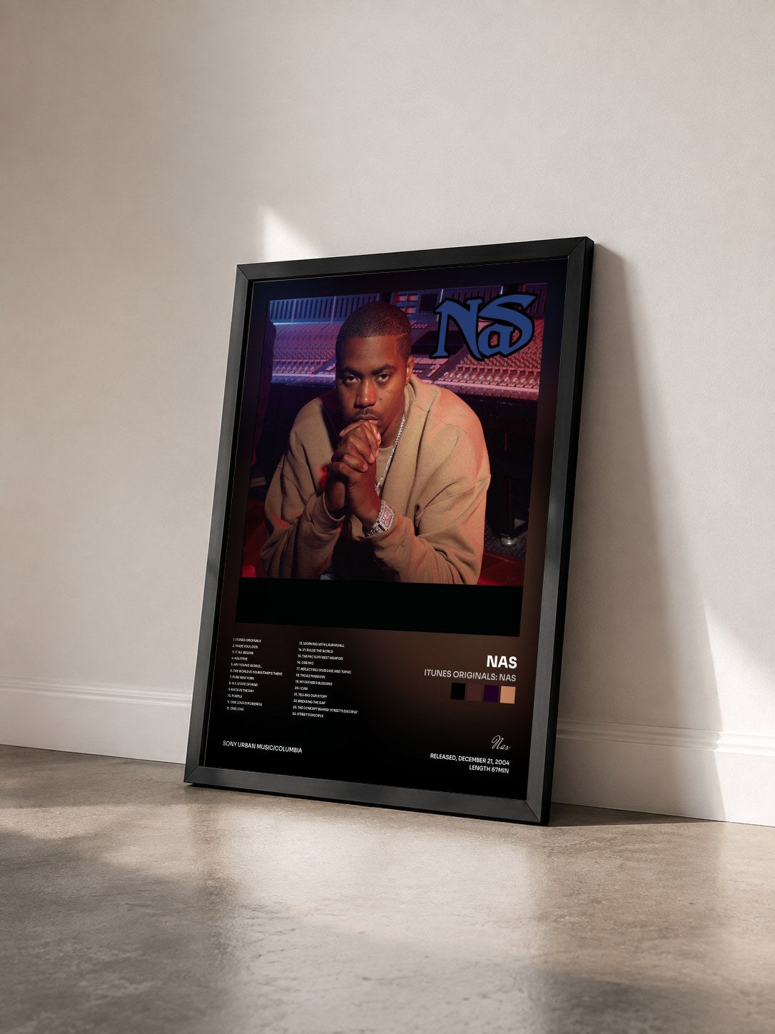 #noir Tableau de l'album iTunes Originals: Nas de Nas vu de trois quarts, cadre noir