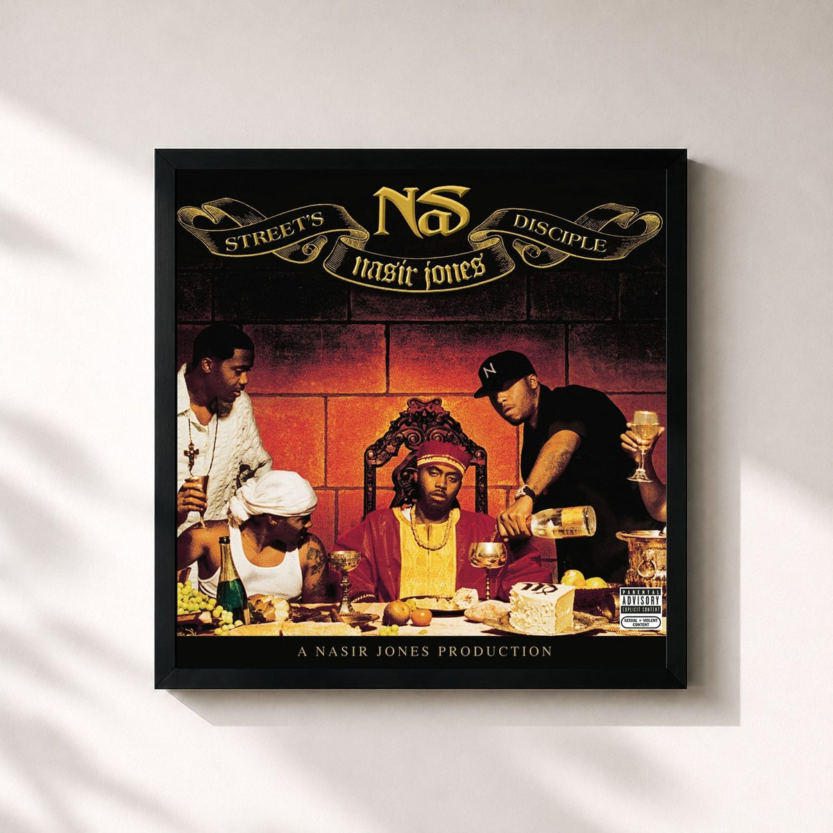 #noir Tableau carré de l'album Street's Disciple de Nas, cadre noir 32x32 cm