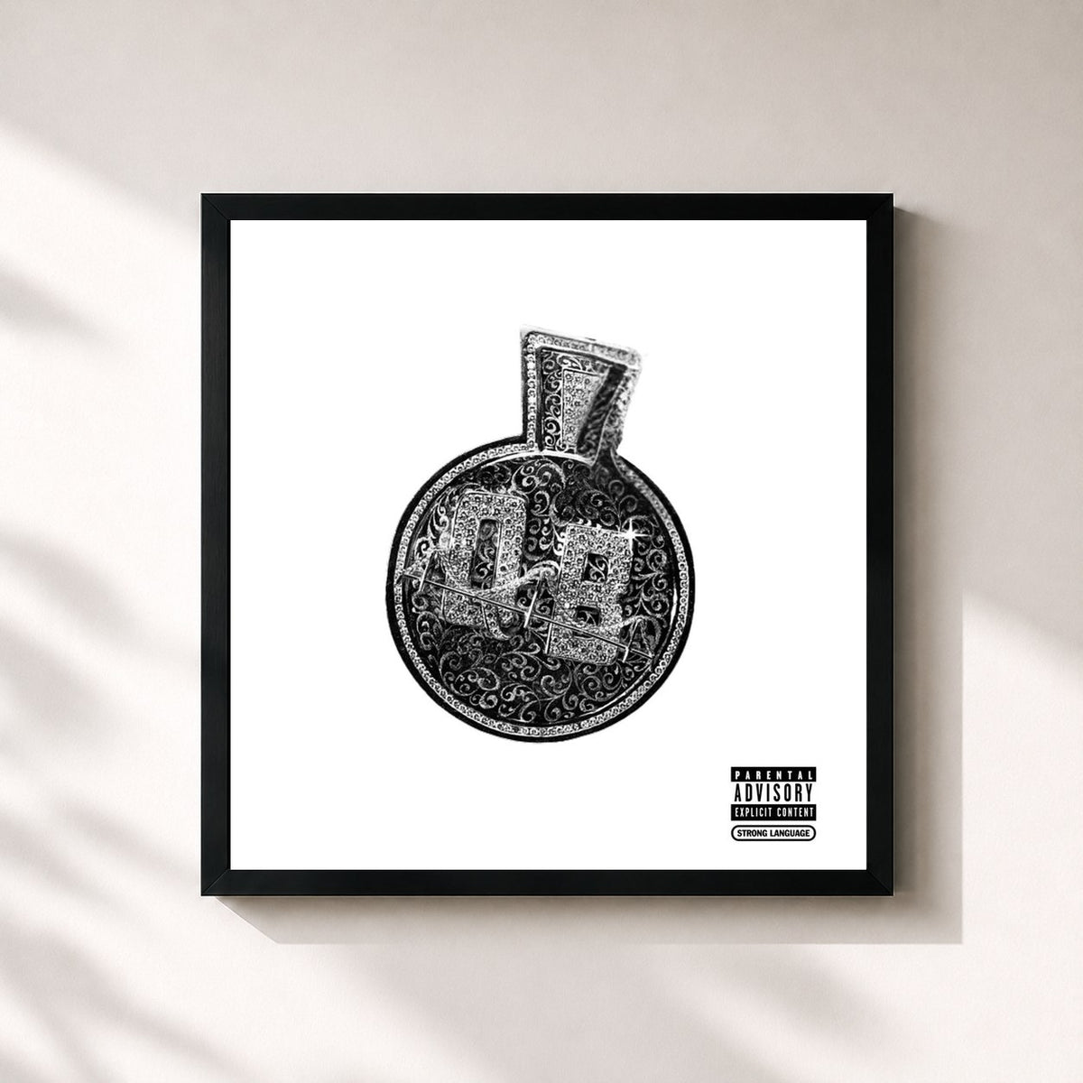 #noir Tableau carré de l'album The Freestyles de Nas, cadre noir 32x32 cm