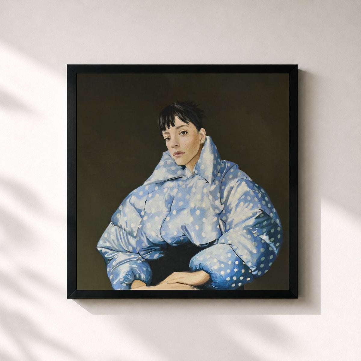 #noir West End Girl de Lily Allen en lámina cuadrada enmarcada, marco negro de 32x32 cm