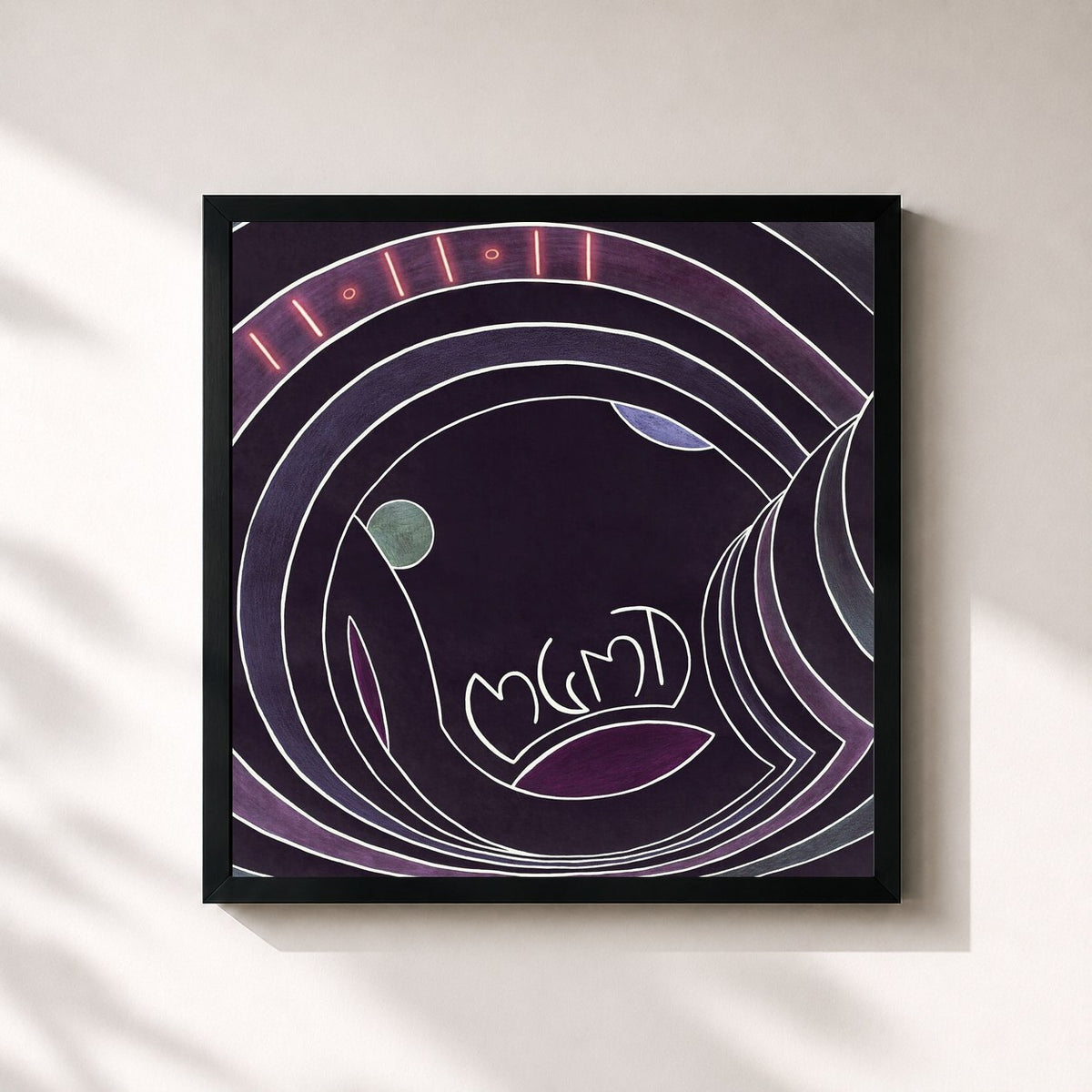 #noir Tableau carré de l'album 11•11•11 de MGMT, cadre noir 32x32 cm