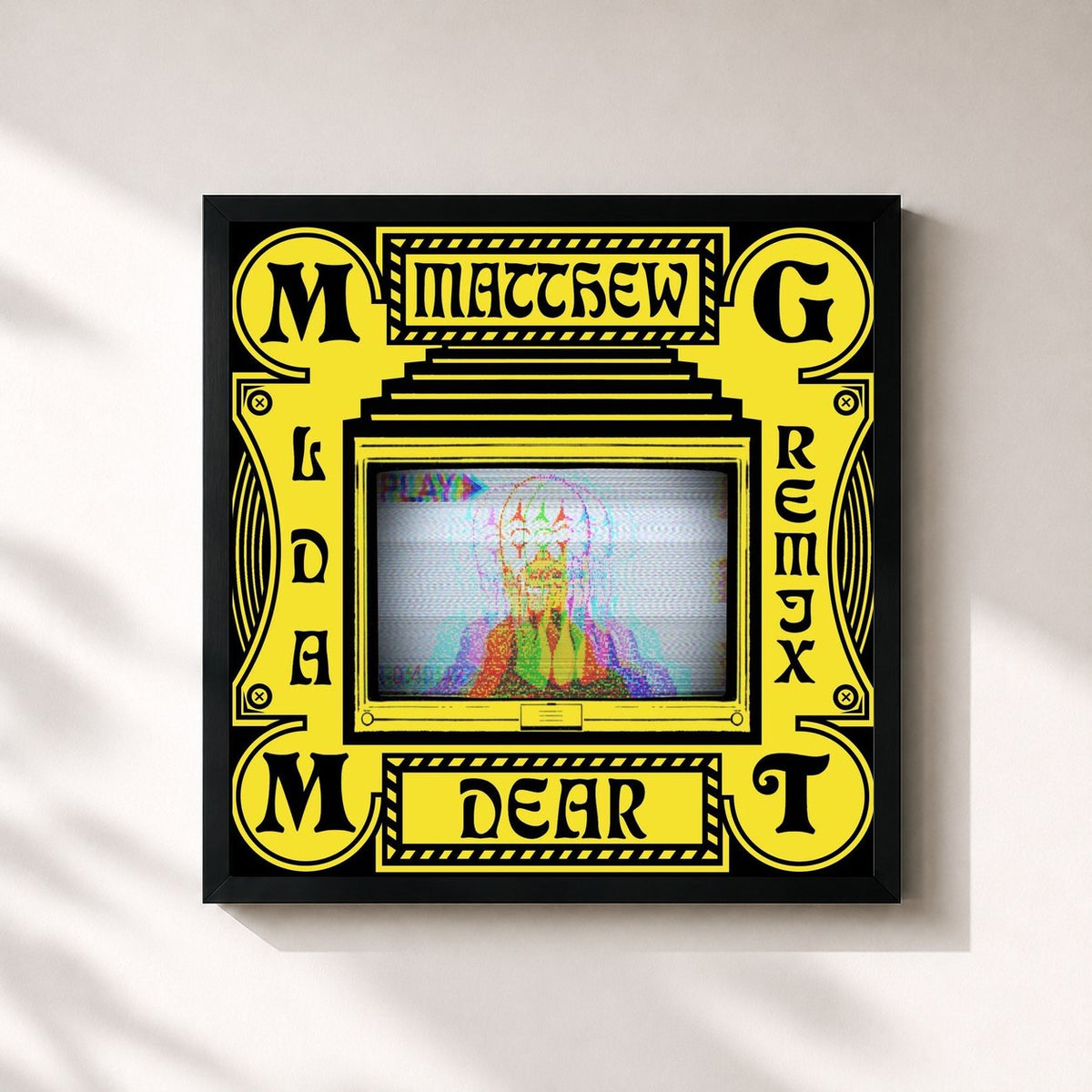 #noir Tableau carré de l'album Little Dark Age (Matthew Dear Album Remix) de MGMT, cadre noir 32x32 cm