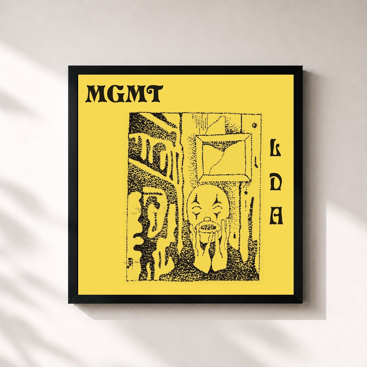 #noir Tableau carré de l'album Little Dark Age de MGMT, cadre noir 32x32 cm