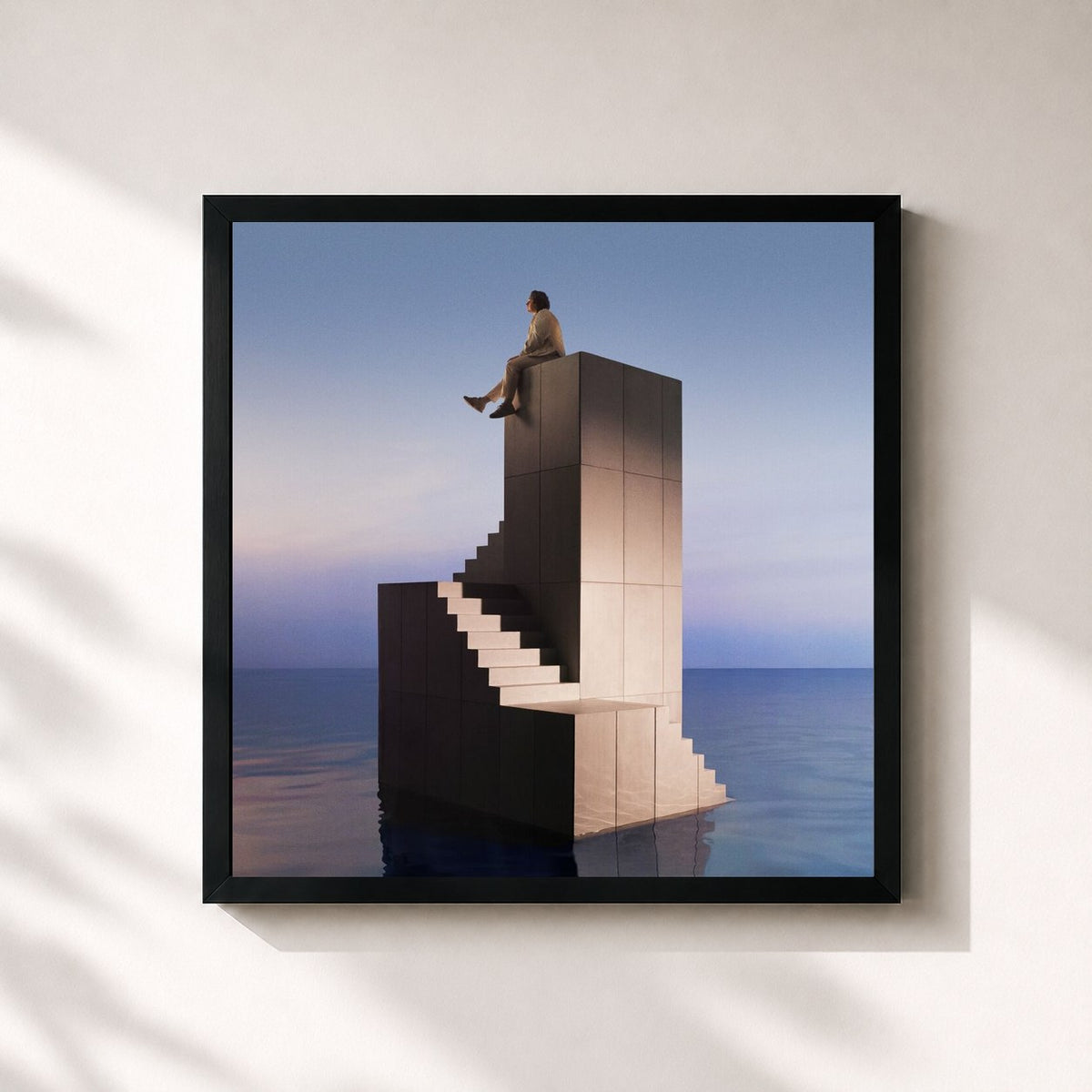 #noir Tableau carré de l'album Broken By Desire To Be Heavenly Sent (Extended Edition) de Lewis Capaldi, cadre noir 32x32 cm