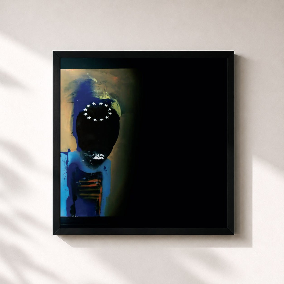 #noir Tableau carré de l'album False Flags de Massive Attack, cadre noir 32x32 cm