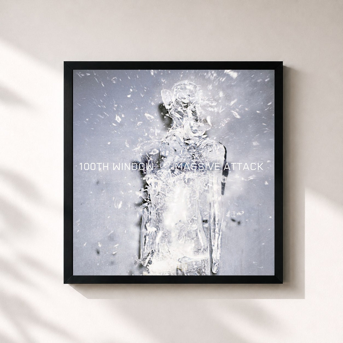 #noir Tableau carré de l'album 100th Window - The Remixes de Massive Attack, cadre noir 32x32 cm