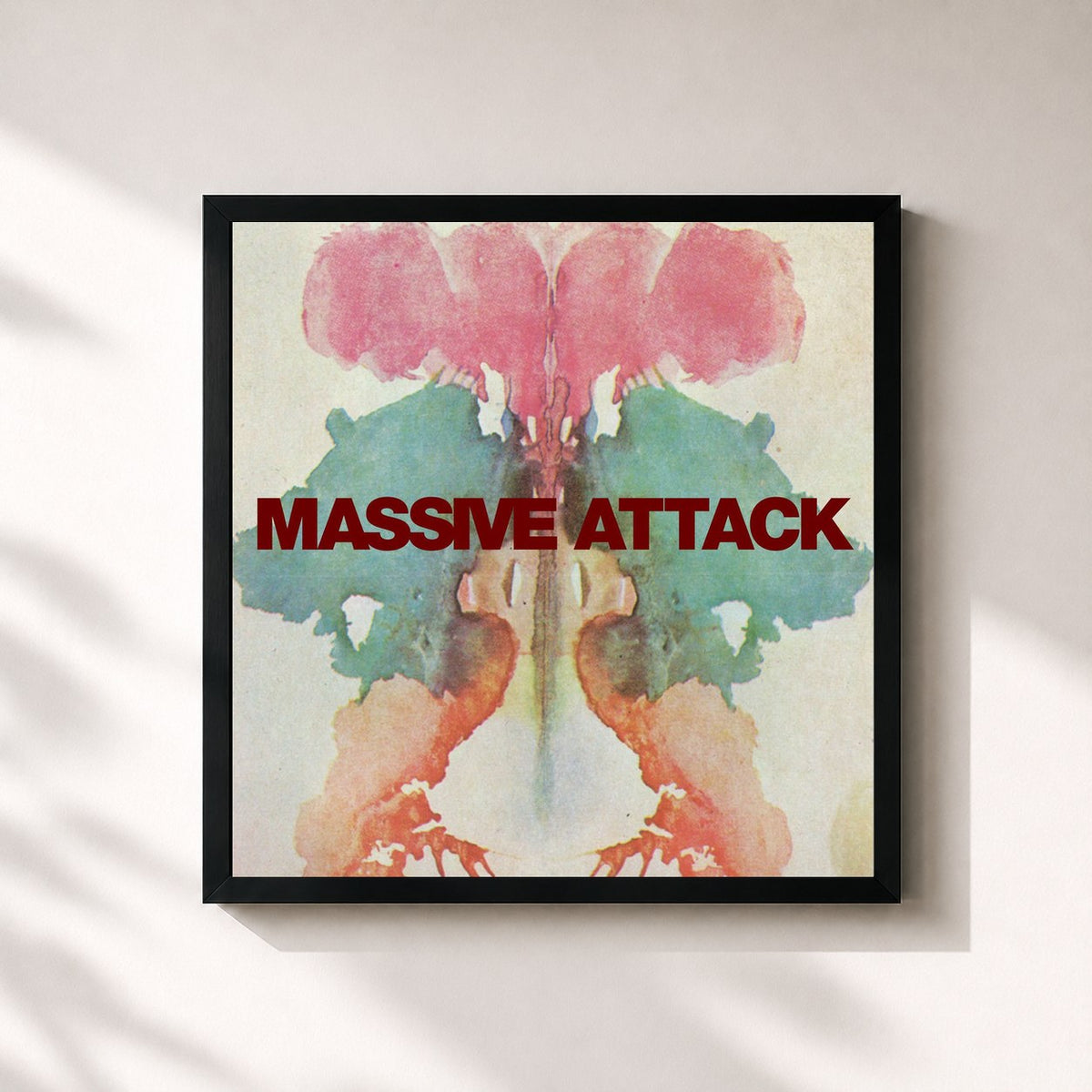 #noir Tableau carré de l'album Risingson de Massive Attack, cadre noir 32x32 cm