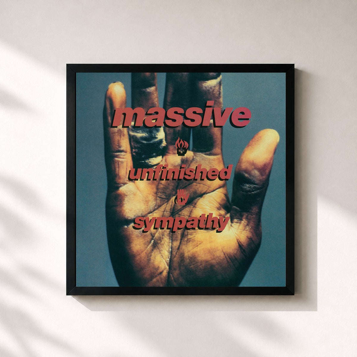 #noir Tableau carré de l'album Unfinished Sympathy de Massive Attack, cadre noir 32x32 cm