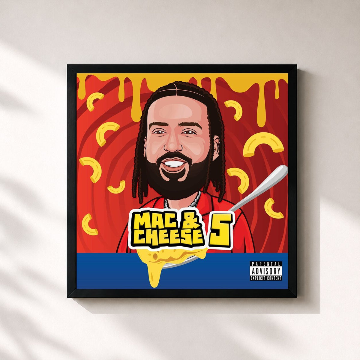 #noir Tableau carré de l'album Mac & Cheese 5 (Deluxe) de French Montana, cadre noir 32x32 cm