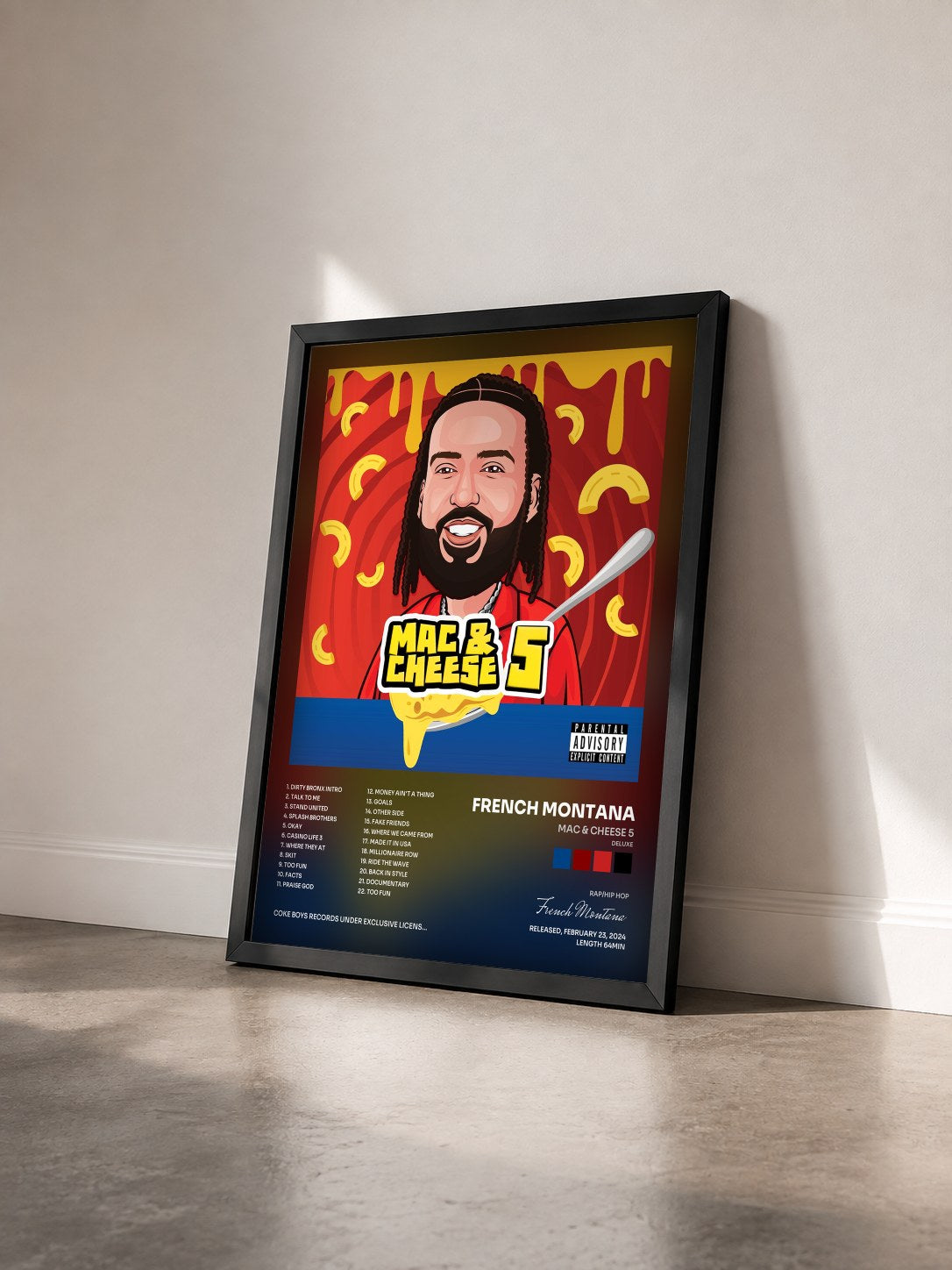#noir Tableau de l'album Mac & Cheese 5 (Deluxe) de French Montana vu de trois quarts, cadre noir