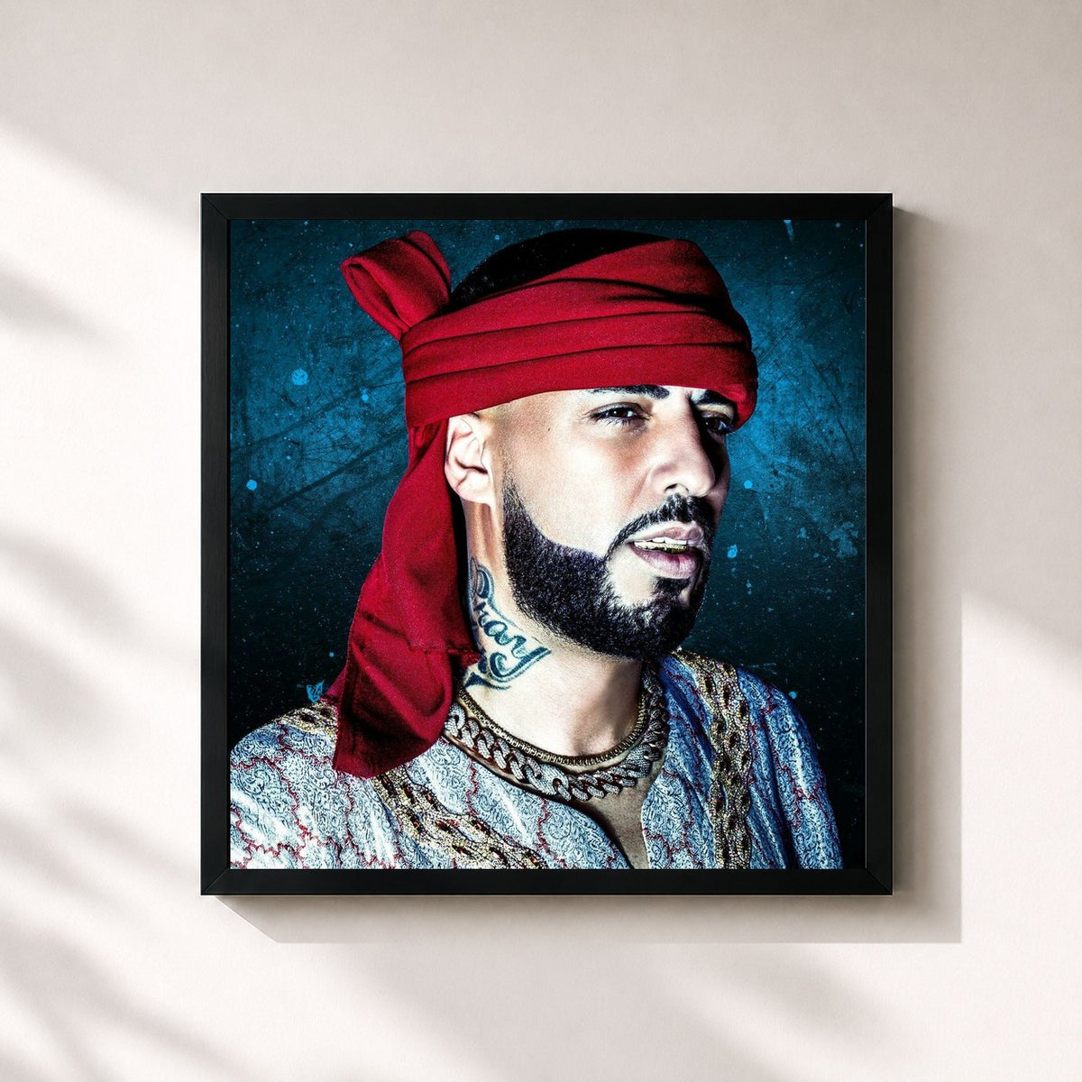 #noir Tableau carré de l'album MONTANA de French Montana, cadre noir 32x32 cm