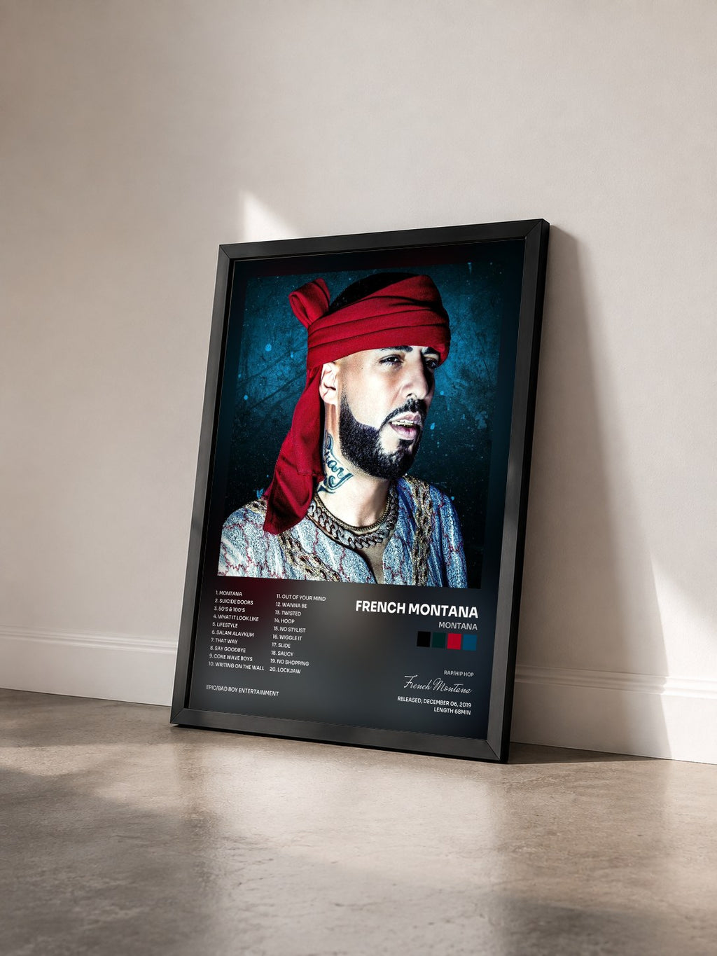 #noir Tableau de l'album MONTANA de French Montana vu de trois quarts, cadre noir