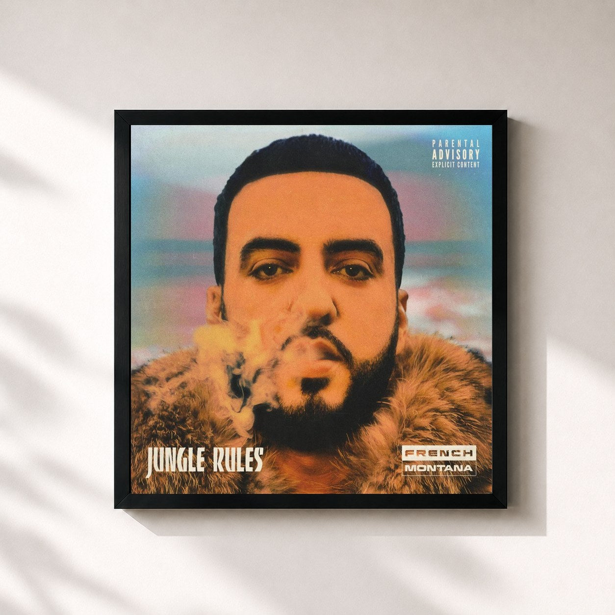 #noir Jungle Rules by French Montana as a square framed art print, black 32x32 cm frame