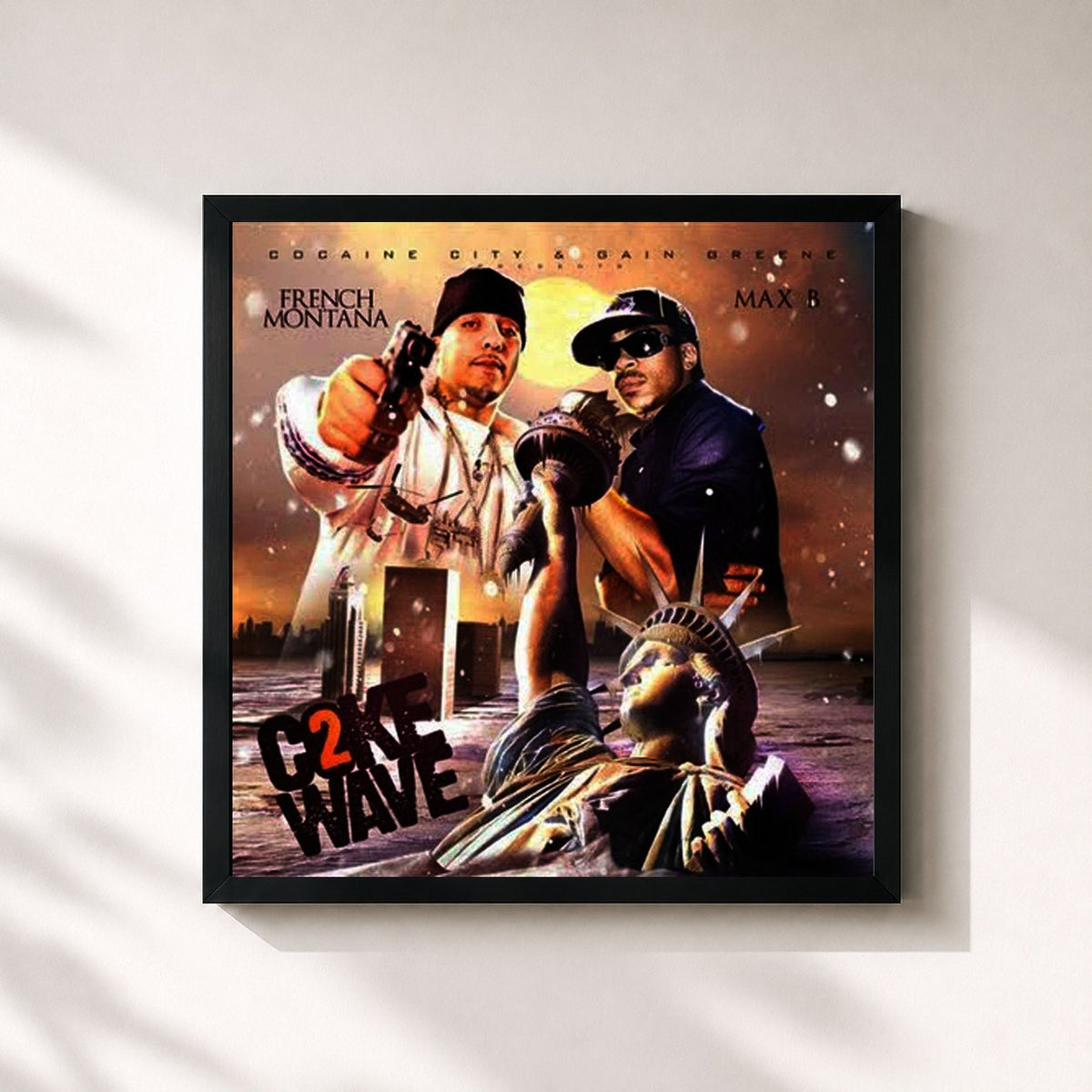 #noir Coke Wave 2 de French Montana en lámina cuadrada enmarcada, marco negro de 32x32 cm