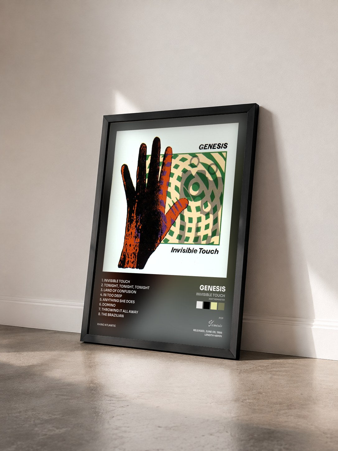 #noir Tableau de l'album Invisible Touch (2007 Remaster) de Genesis vu de trois quarts, cadre noir