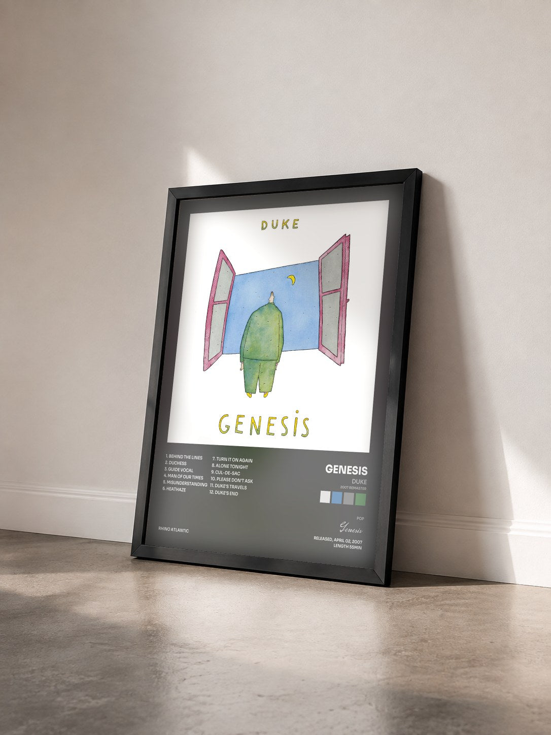 #noir Tableau de l'album Duke (2007 Remaster) de Genesis vu de trois quarts, cadre noir