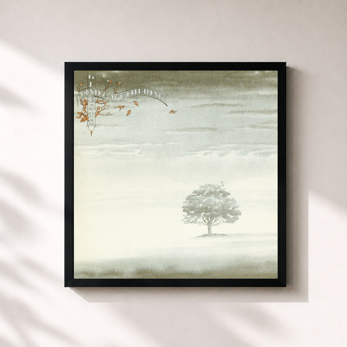 #noir Tableau carré de l'album Wind & Wuthering (2007 Remaster) de Genesis, cadre noir 32x32 cm
