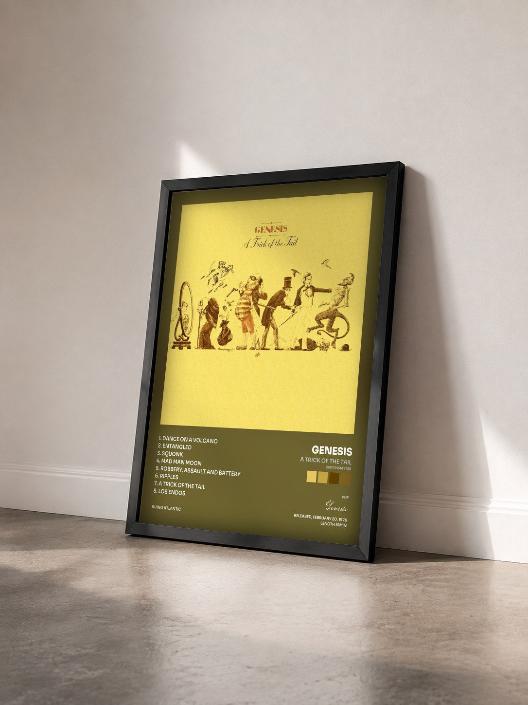 #noir Tableau de l'album A Trick of the Tail (2007 Remaster) de Genesis vu de trois quarts, cadre noir