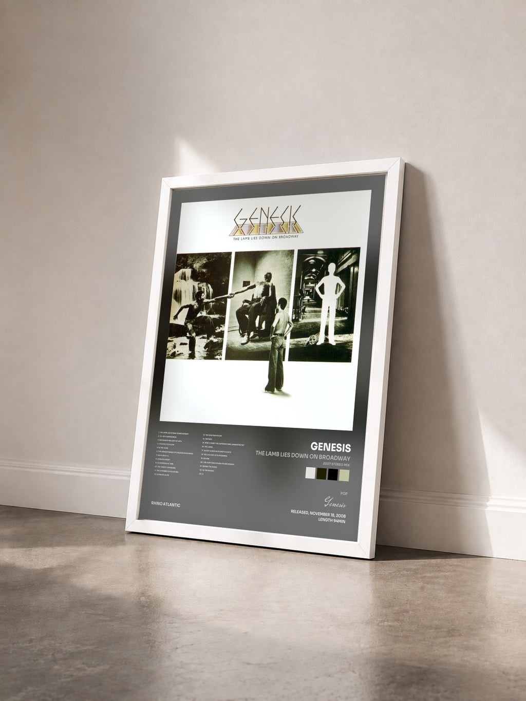 #blanc Tableau de l'album The Lamb Lies Down on Broadway (2007 Stereo Mix) de Genesis vu de trois quarts, cadre blanc