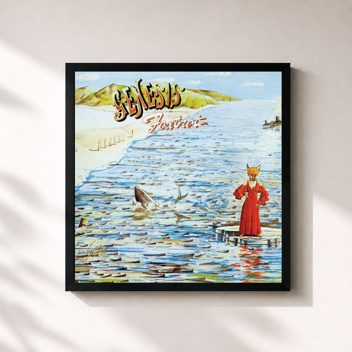 #noir Tableau carré de l'album Foxtrot (2007 Stereo Mix) de Genesis, cadre noir 32x32 cm