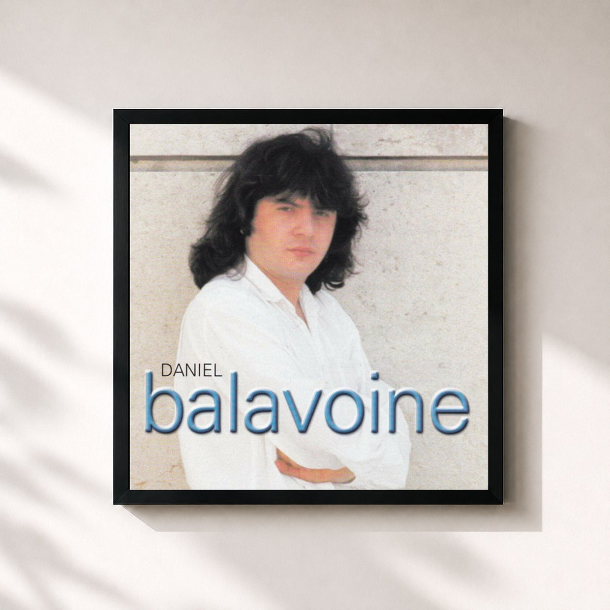 #noir Tableau carré de l'album Ses premières chansons de Daniel Balavoine, cadre noir 32x32 cm
