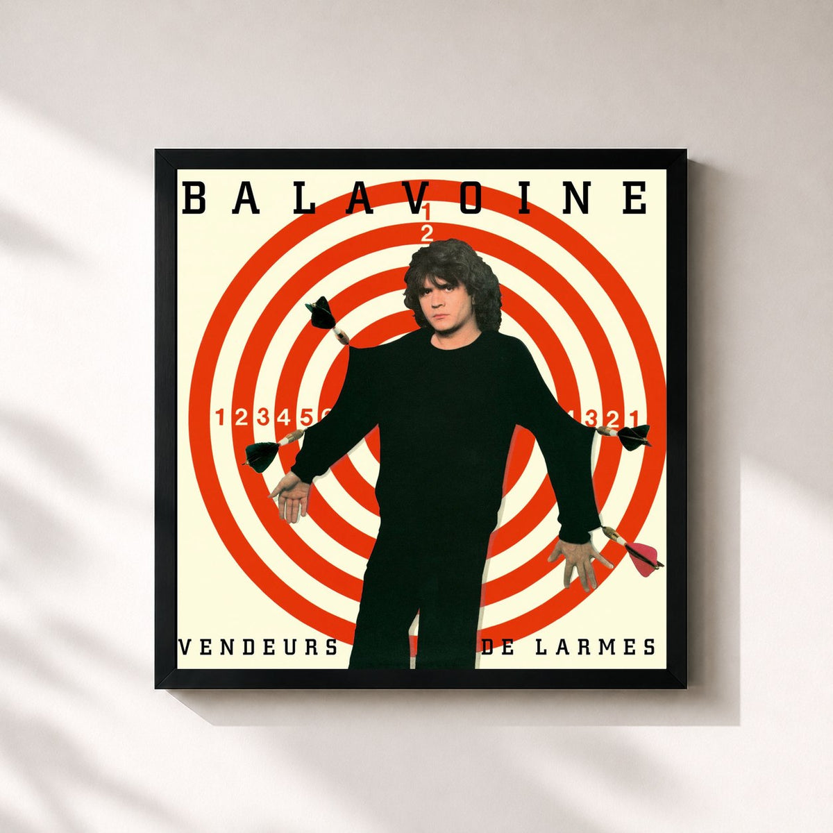 #noir Tableau carré de l'album Vendeurs de larmes (Remastered) de Daniel Balavoine, cadre noir 32x32 cm