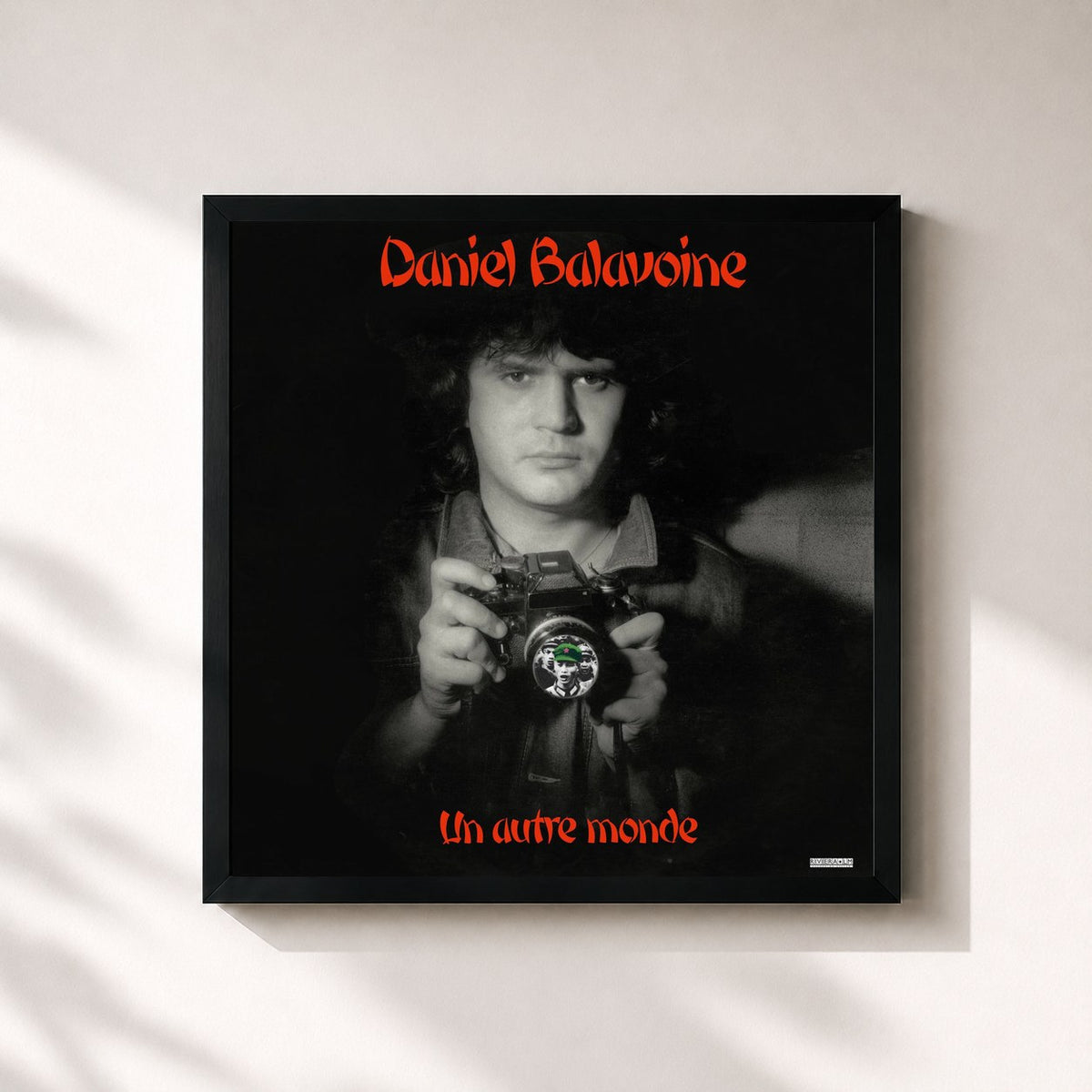 #noir Tableau carré de l'album Un autre monde (Remastered) de Daniel Balavoine, cadre noir 32x32 cm