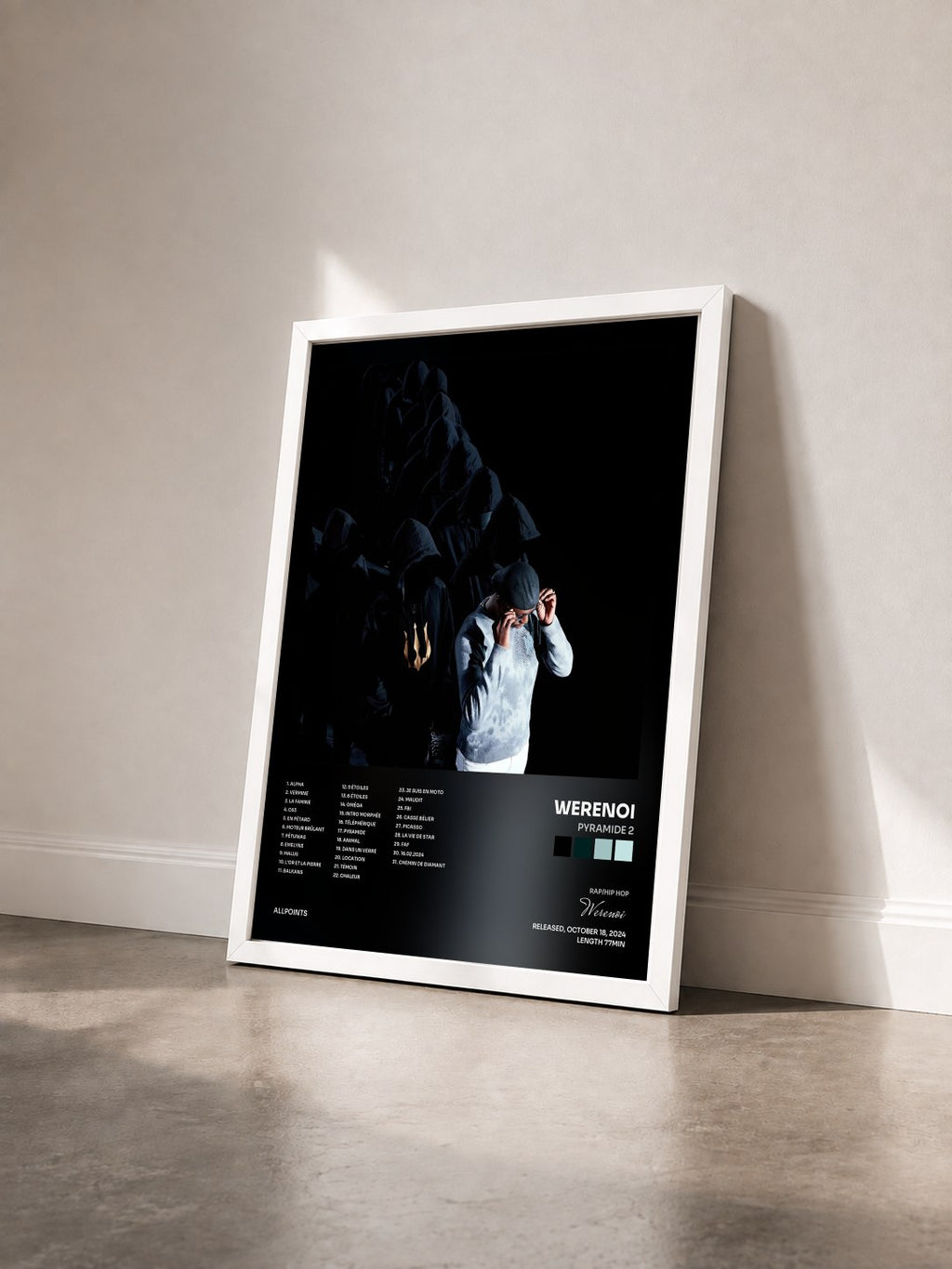 #blanc Tableau de l'album Pyramide 2 de Werenoi vu de trois quarts, cadre blanc