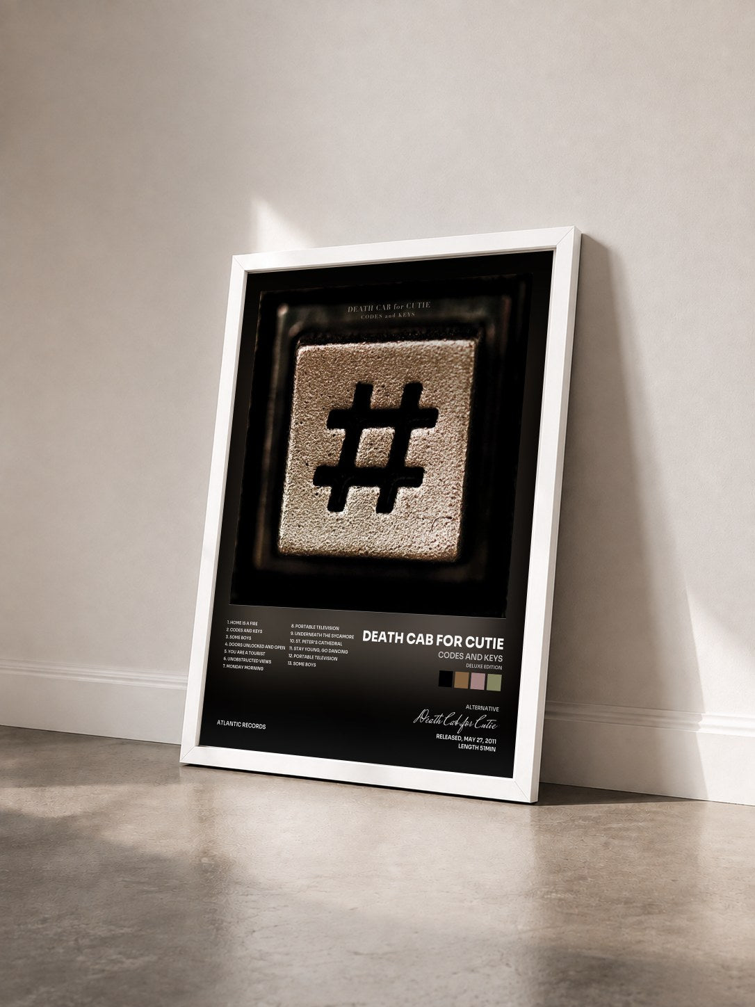 #blanc Tableau de l'album Codes and Keys (Deluxe Edition) de Death Cab for Cutie vu de trois quarts, cadre blanc