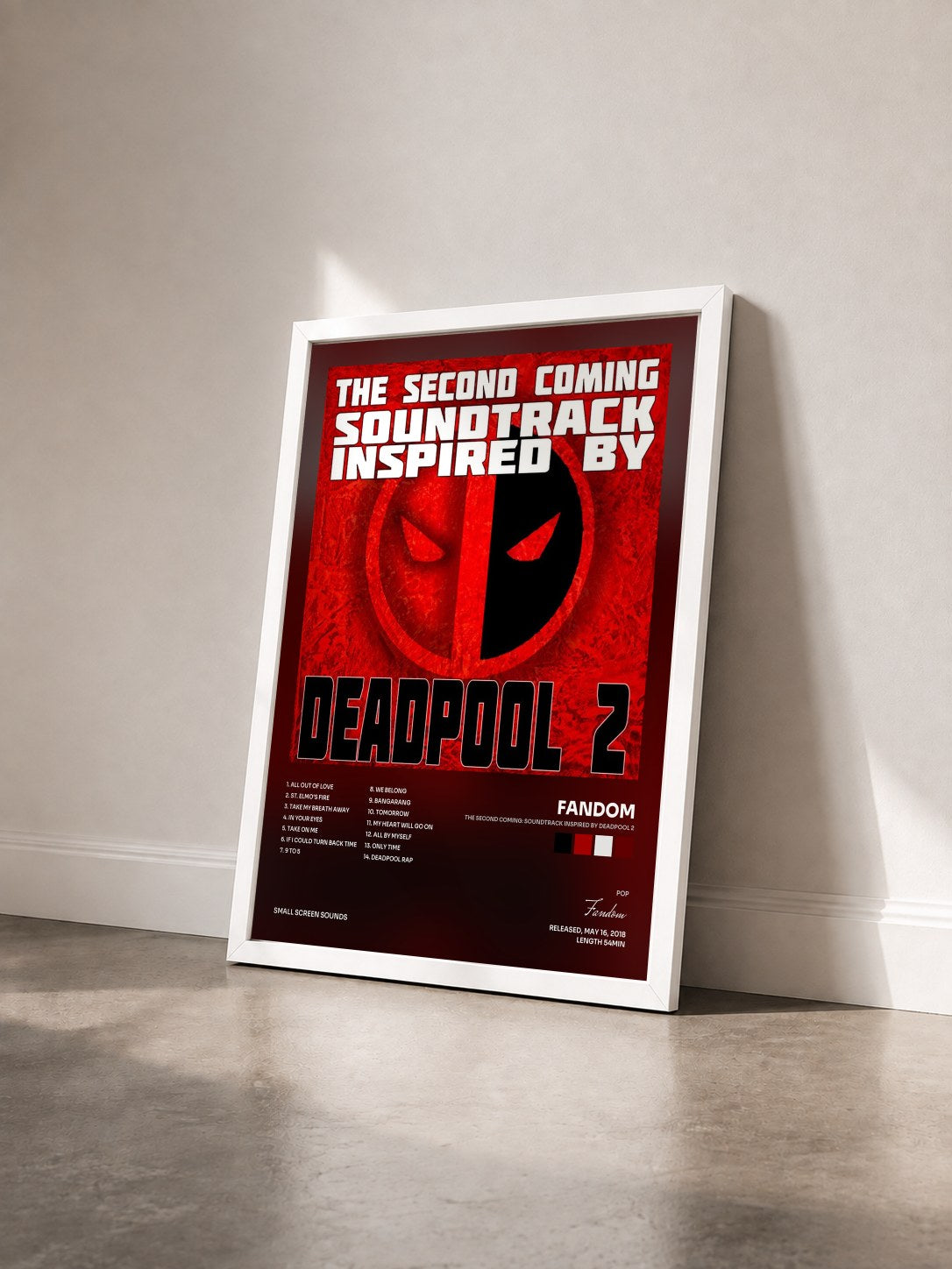 #blanc Tableau de l'album The Second Coming: Soundtrack Inspired by Deadpool 2 de Fandom vu de trois quarts, cadre blanc