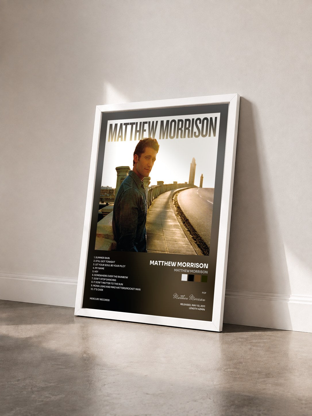 #blanc Tableau de l'album Matthew Morrison de Matthew Morrison vu de trois quarts, cadre blanc