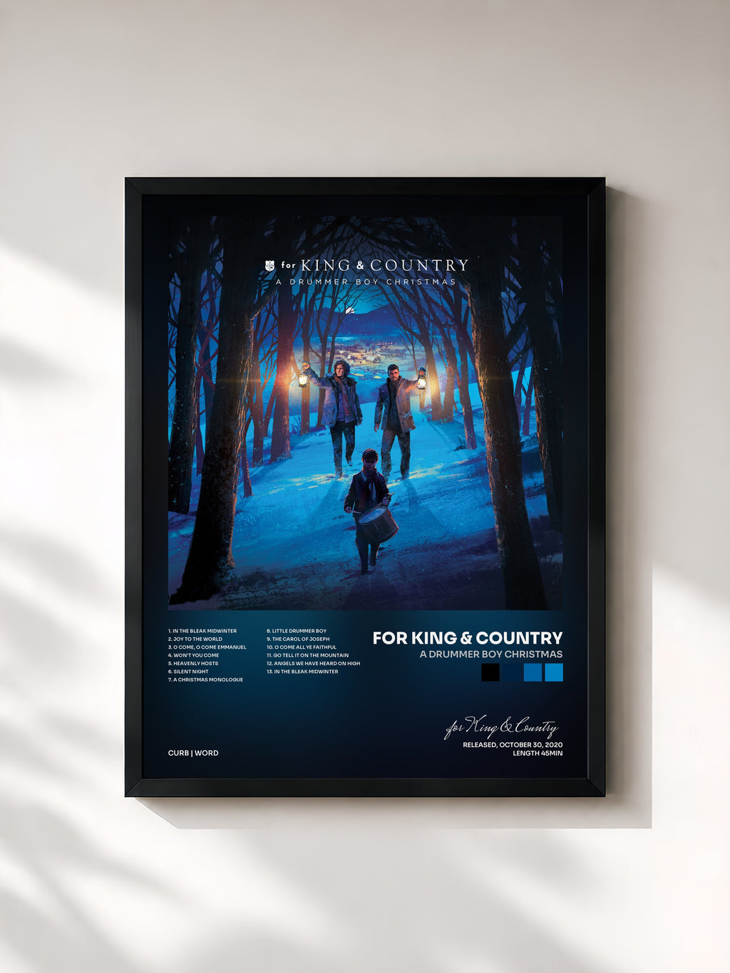 #noir Tableau de l'album A Drummer Boy Christmas de for King & Country, cadre noir, imprimé et encadré en France