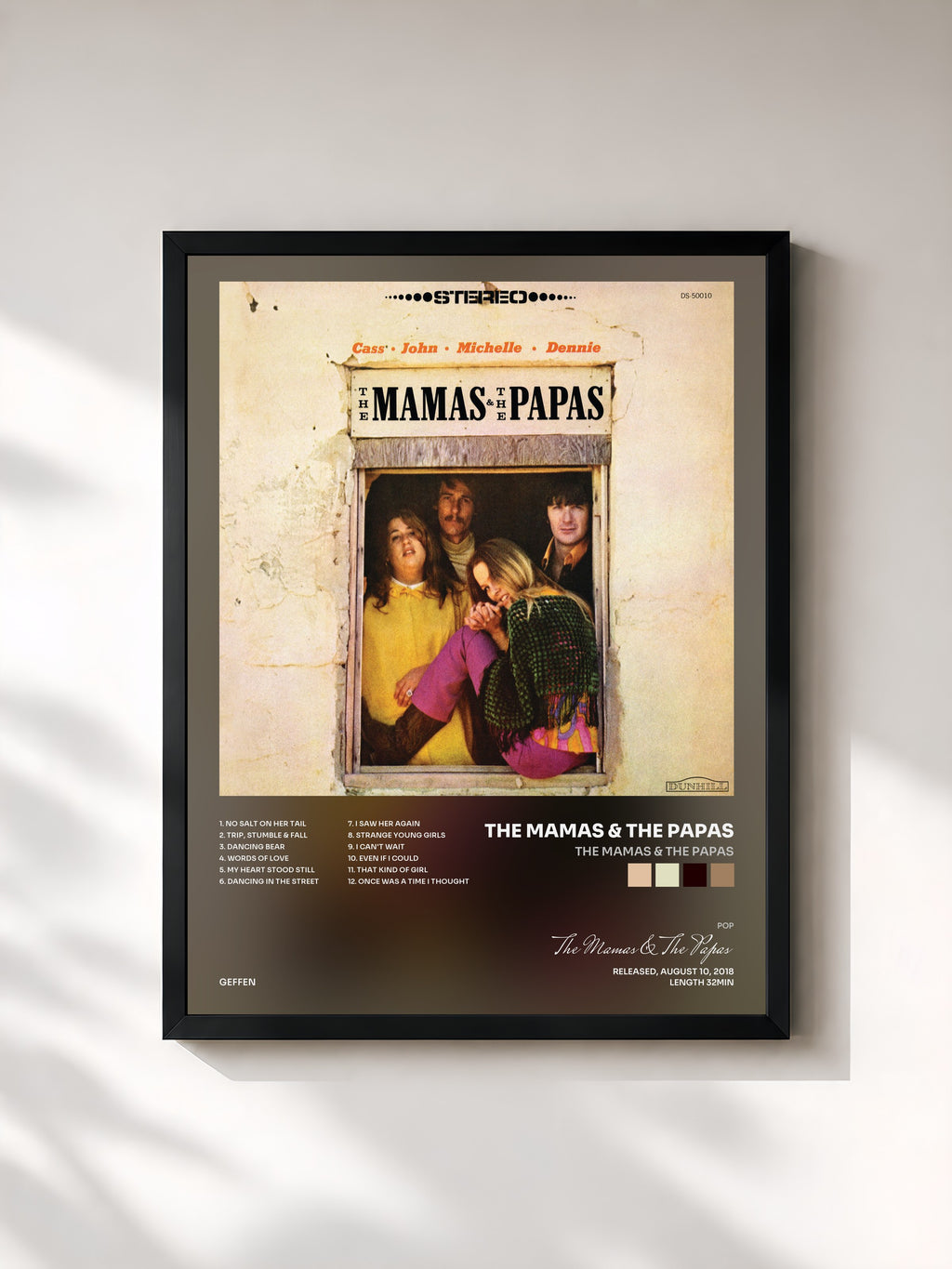 #noir Tableau de l'album The Mamas & The Papas de The Mamas & The Papas, cadre noir, imprimé et encadré en France