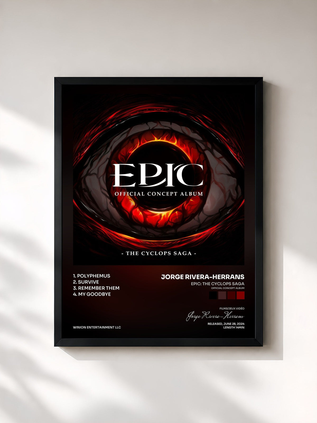 #noir EPIC: The Cyclops Saga (Official Concept Album) de Jorge Rivera-Herrans en lámina enmarcada, marco negro, impresa y enmarcada en Francia