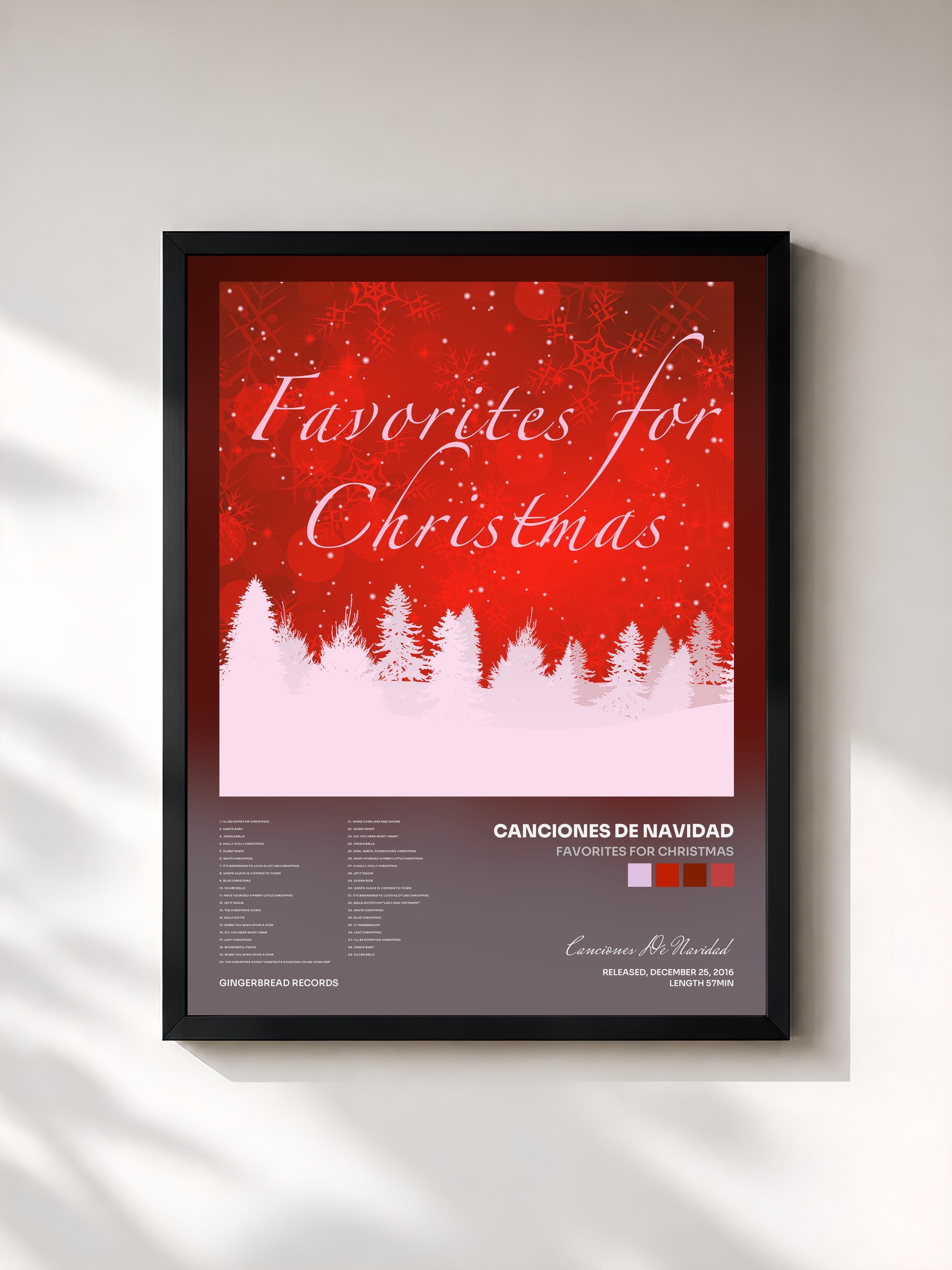 #noir Tableau de l'album Favorites for Christmas de Canciones De Navidad, cadre noir, imprimé et encadré en France