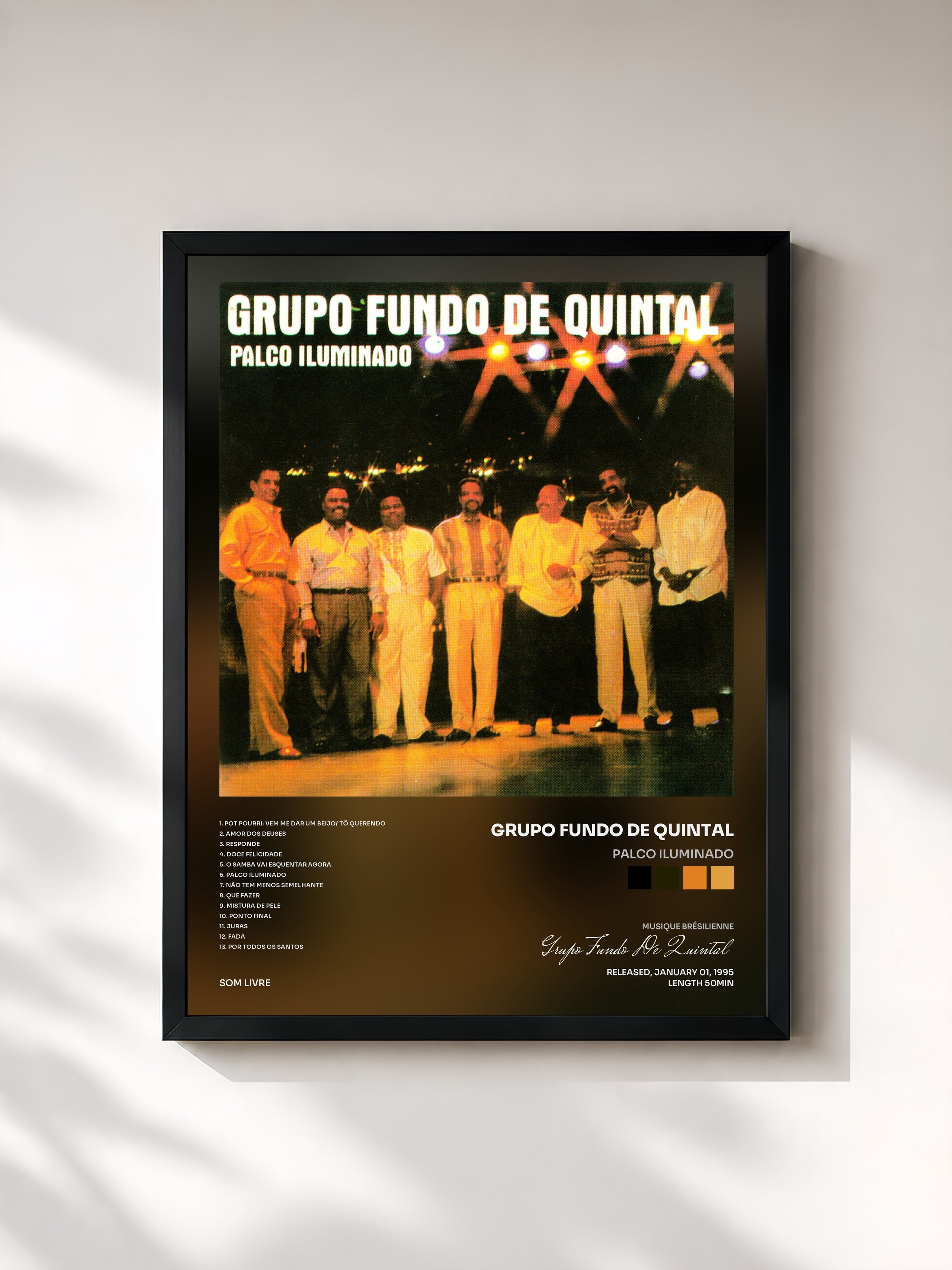 #noir Tableau de l'album Palco Iluminado de Grupo Fundo De Quintal, cadre noir, imprimé et encadré en France
