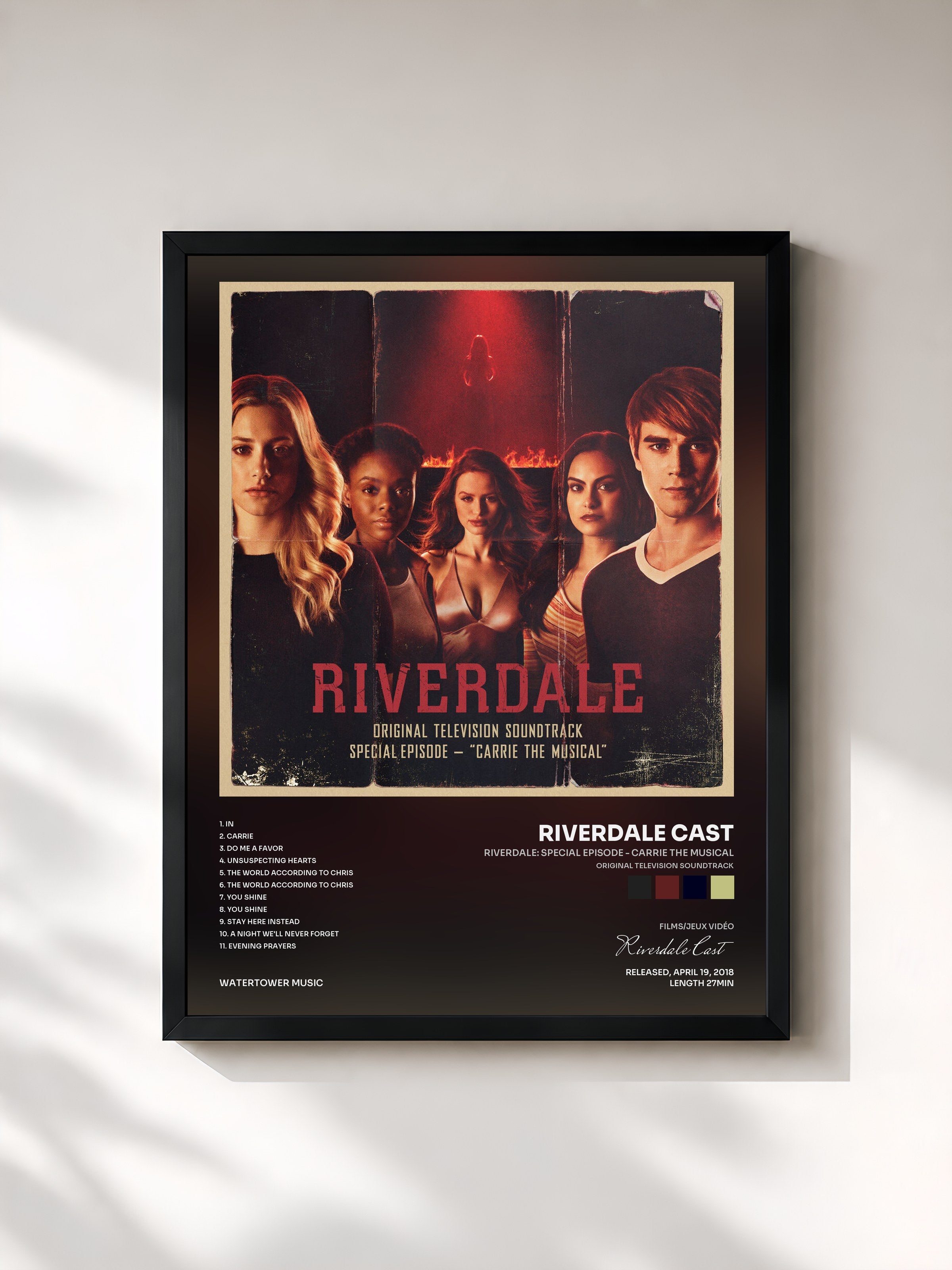 #noir Tableau de l'album Riverdale: Special Episode - Carrie The Musical (Original Television Soundtrack) de Riverdale Cast, cadre noir, imprimé et encadré en France