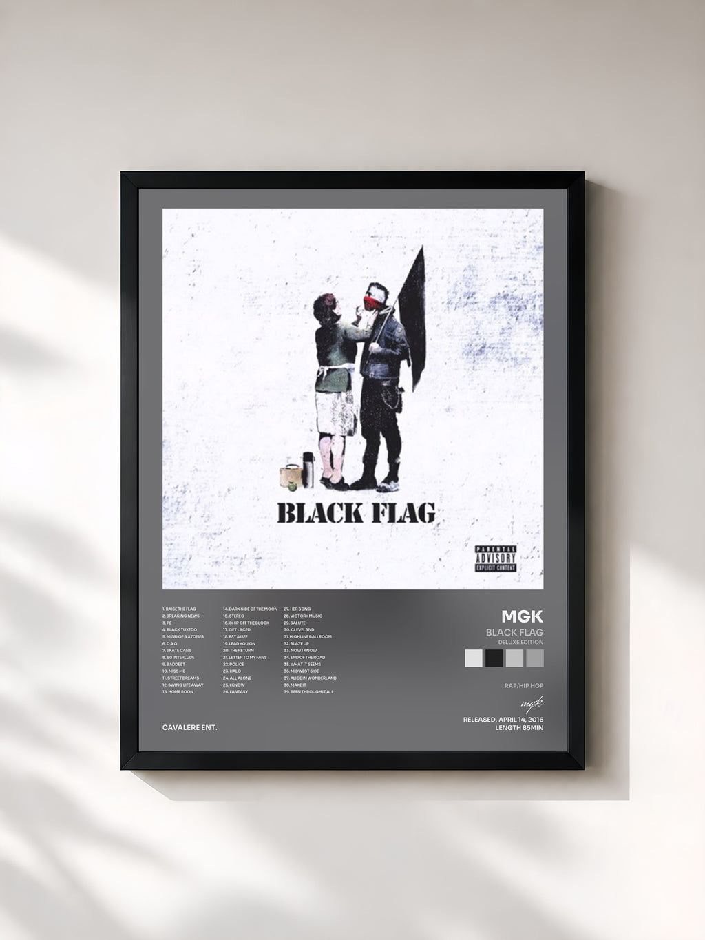 #noir Tableau de l'album Black Flag (Deluxe Edition) de mgk, cadre noir, imprimé et encadré en France