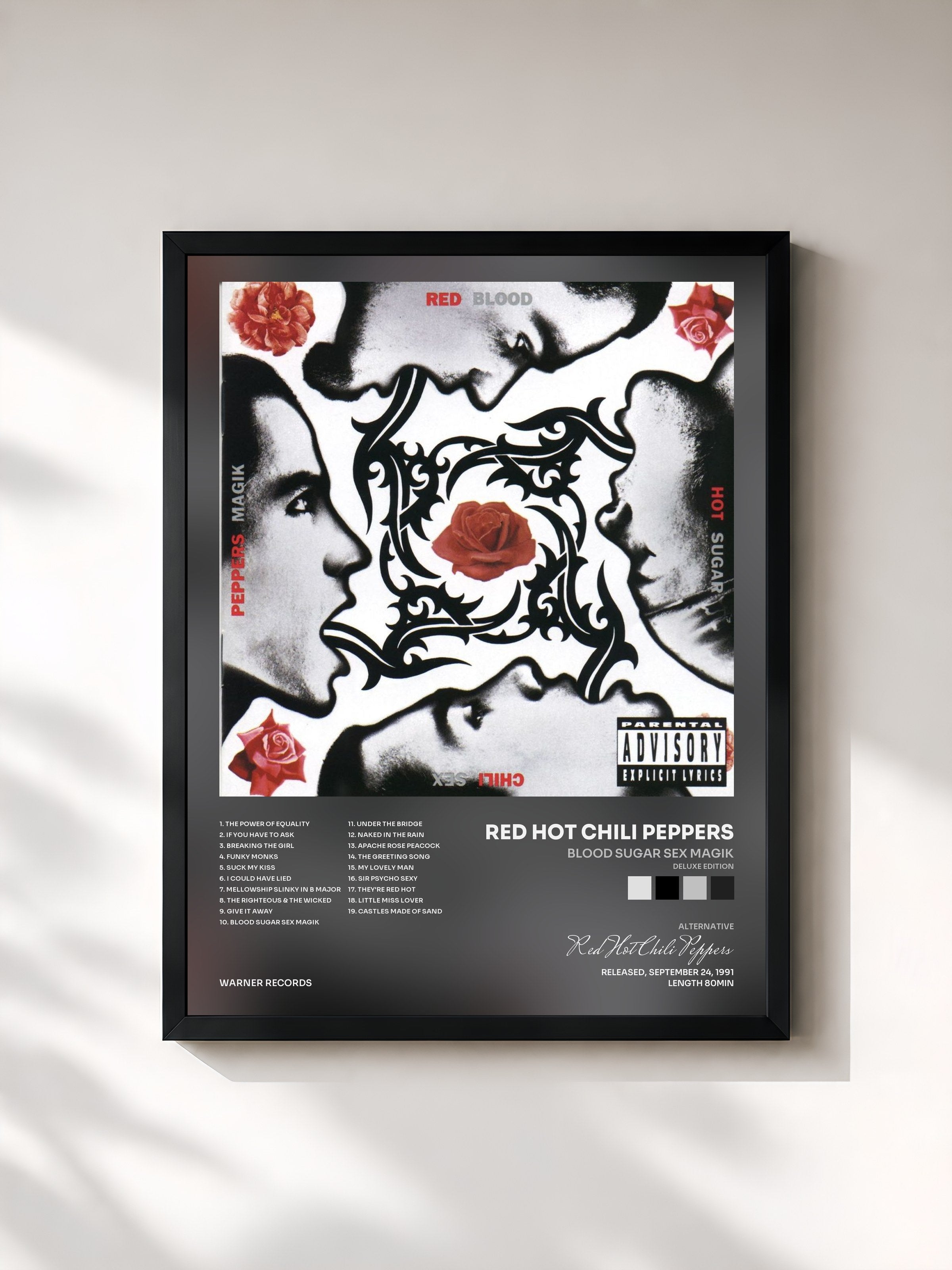 #noir Tableau de l'album Blood Sugar Sex Magik (Deluxe Edition) de Red Hot Chili Peppers, cadre noir, imprimé et encadré en France