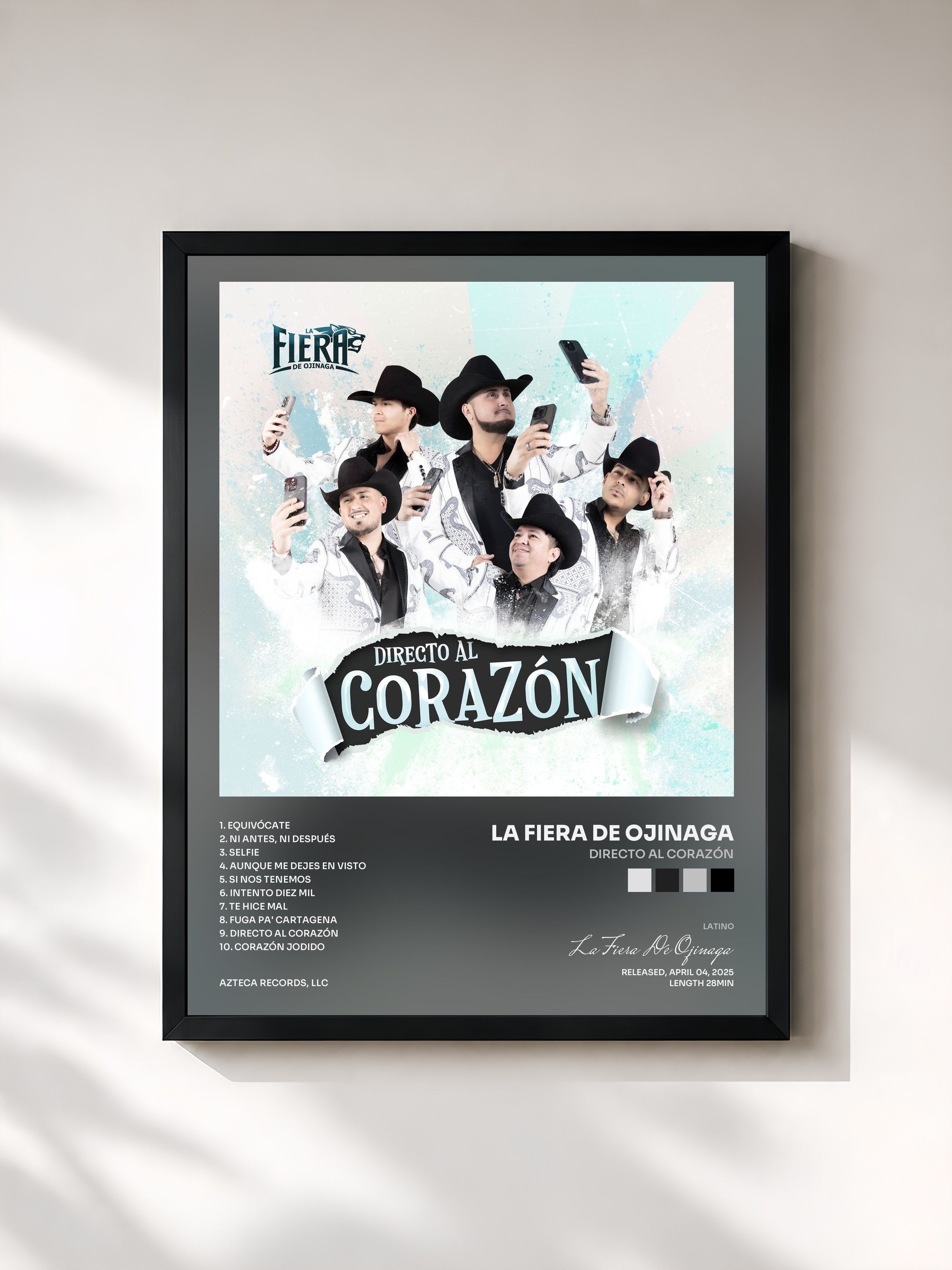 #noir Tableau de l'album Directo Al Corazón de La Fiera De Ojinaga, cadre noir, imprimé et encadré en France