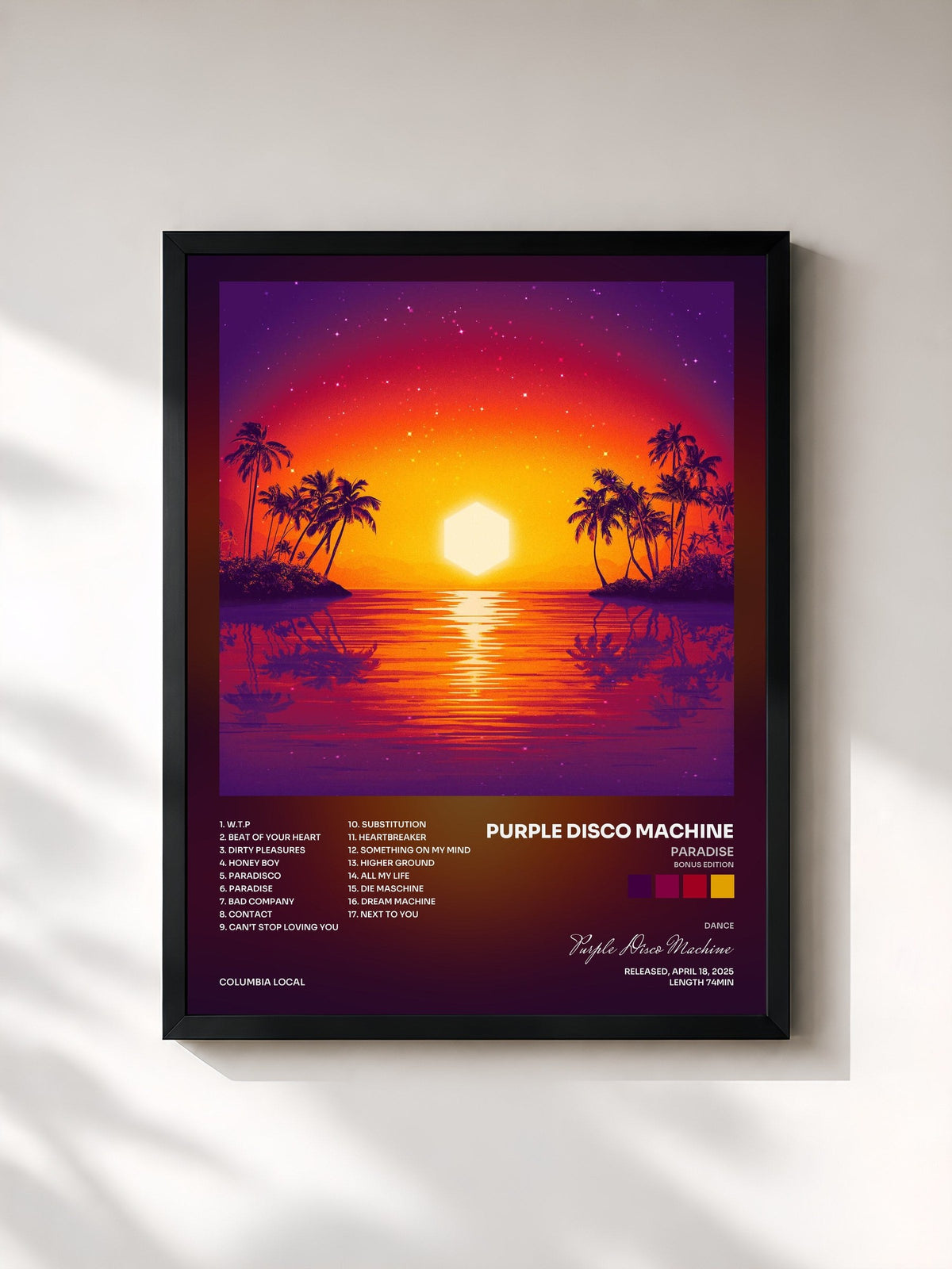 #noir Tableau de l'album Paradise (Bonus Edition) de Purple Disco Machine, cadre noir, imprimé et encadré en France