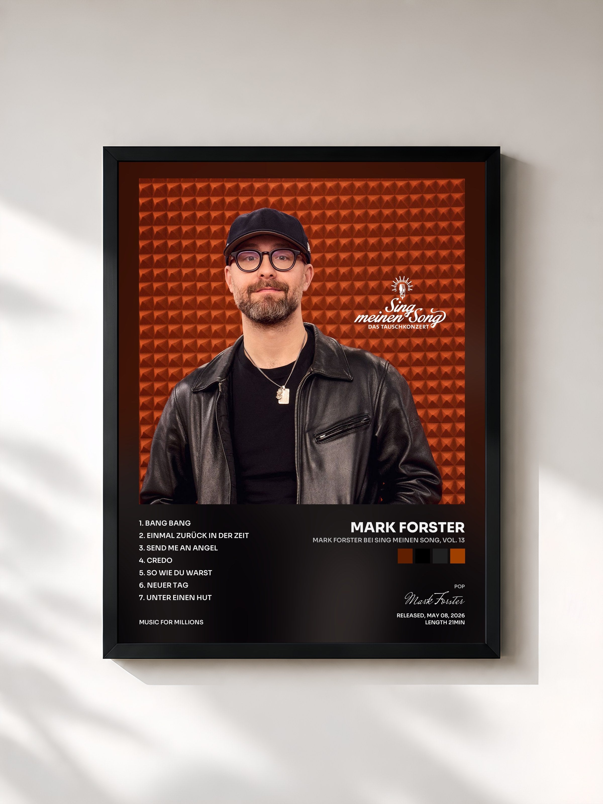 #noir Tableau de l'album Mark Forster bei Sing meinen Song, Vol. 13 de Mark Forster, cadre noir, imprimé et encadré en France