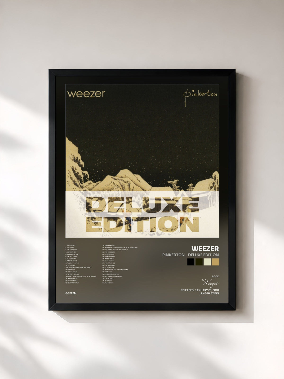 #noir Tableau de l'album Pinkerton - Deluxe Edition de Weezer, cadre noir, imprimé et encadré en France