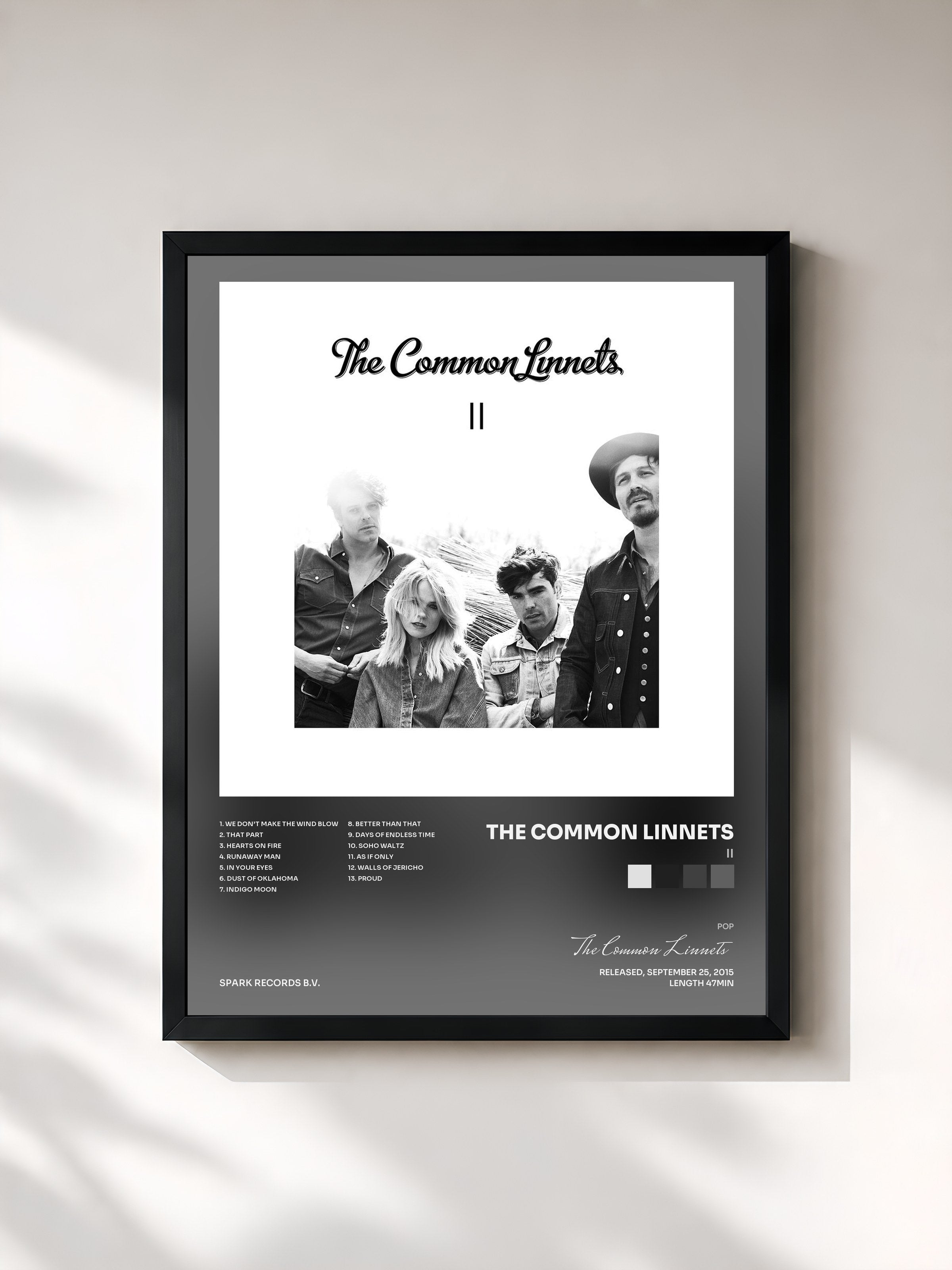 #noir Tableau de l'album II de The Common Linnets, cadre noir, imprimé et encadré en France